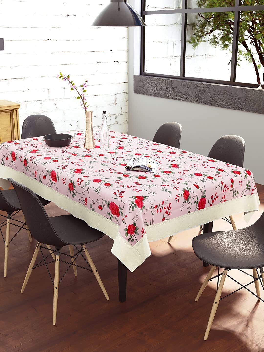 

CASA-NEST Pink Floral 8-Seater Table Cover