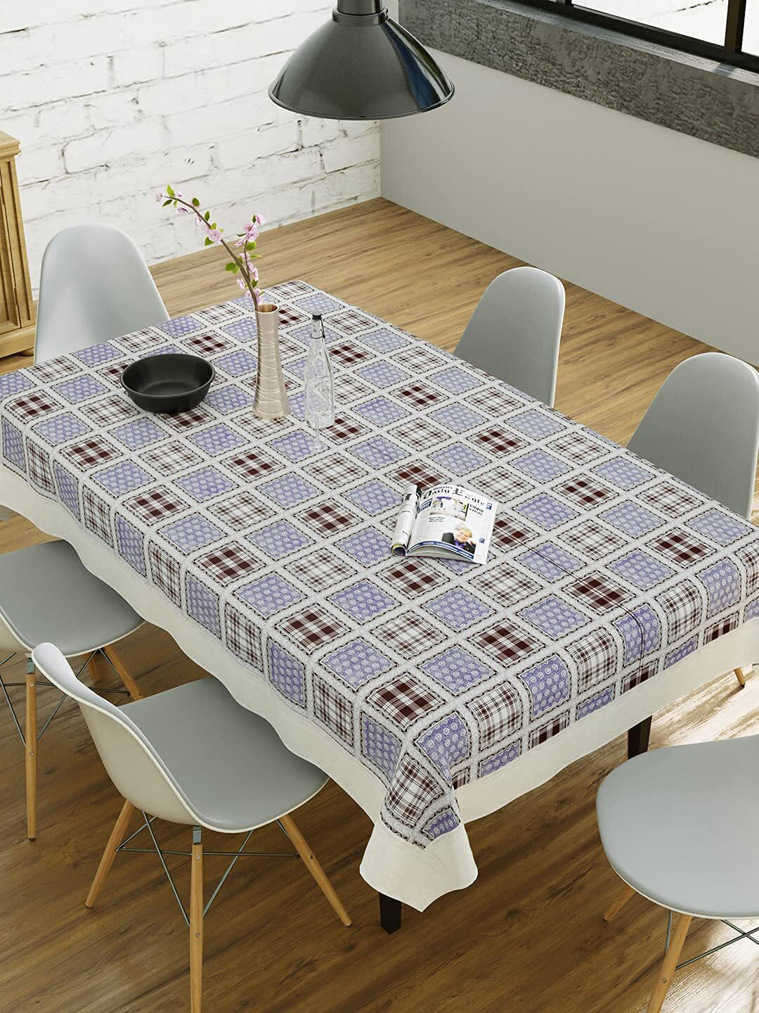

CASA-NEST Grey & White Anti Slip Rectangle Shaped 6 Seater Table Cover