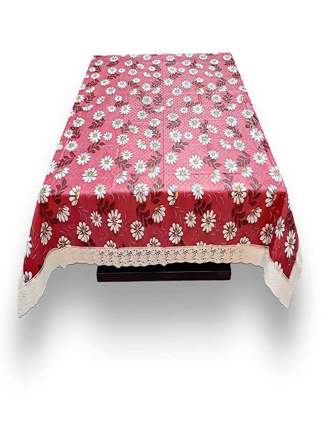 

CASA-NEST Maroon & White Floral printed Rectangular Shaped 8 Seater Table Cover