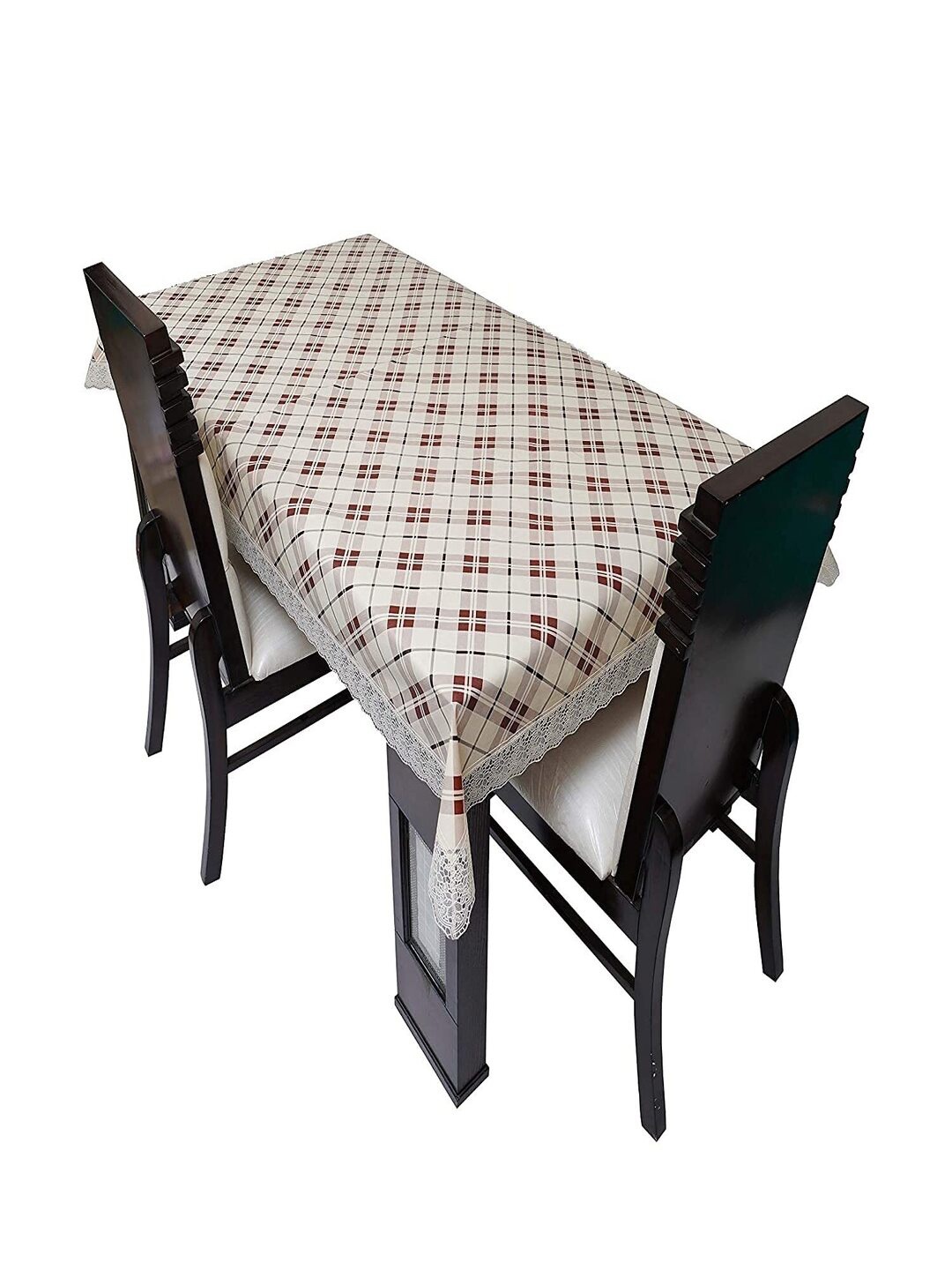 

CASA-NEST White & Beige Checked Printed Rectangular Shaped 4 Seater Table Cover