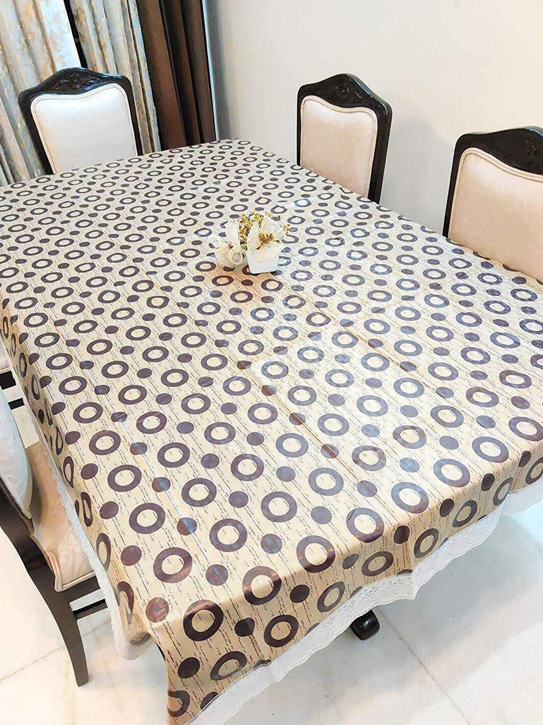 

CASA-NEST Brown Floral 8-Seater Table Cover