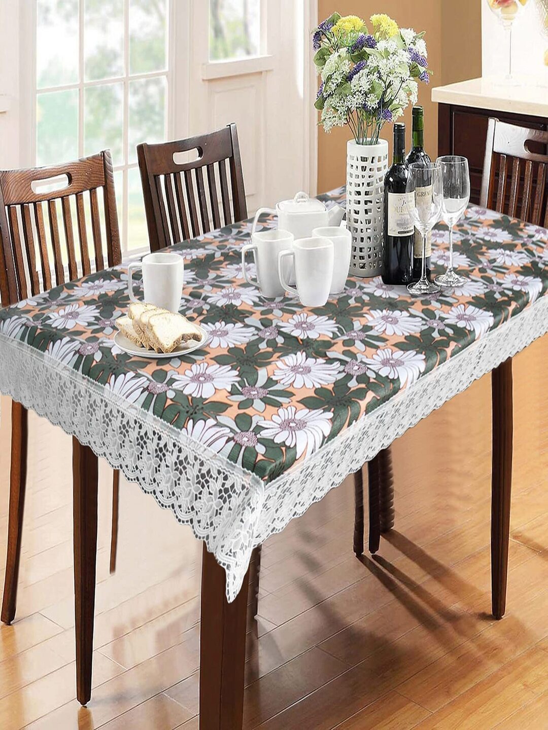 

CASA-NEST Grey Floral 8-Seater Table Cover