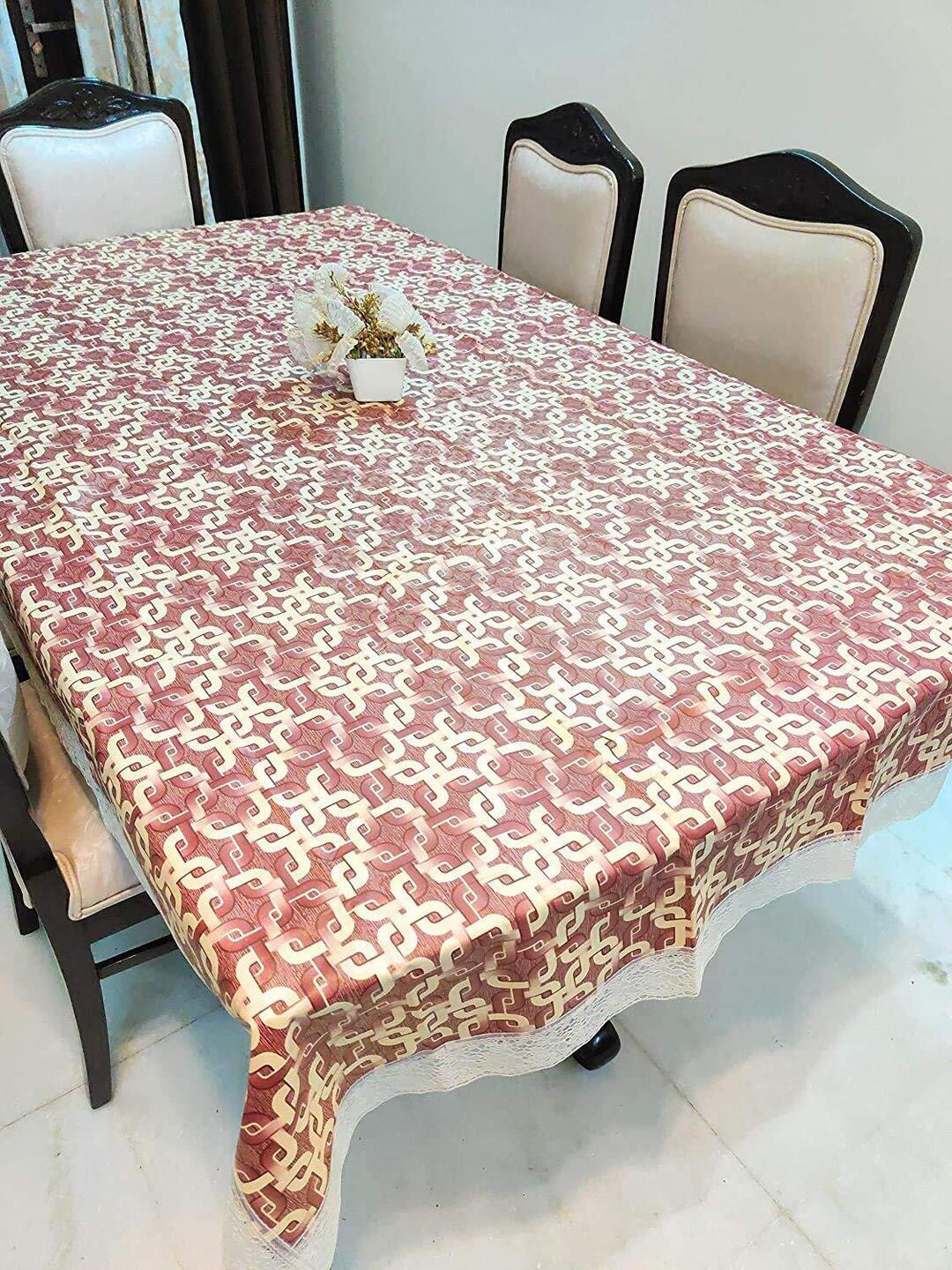 

CASA-NEST Beige Floral 8-Seater Table Cover