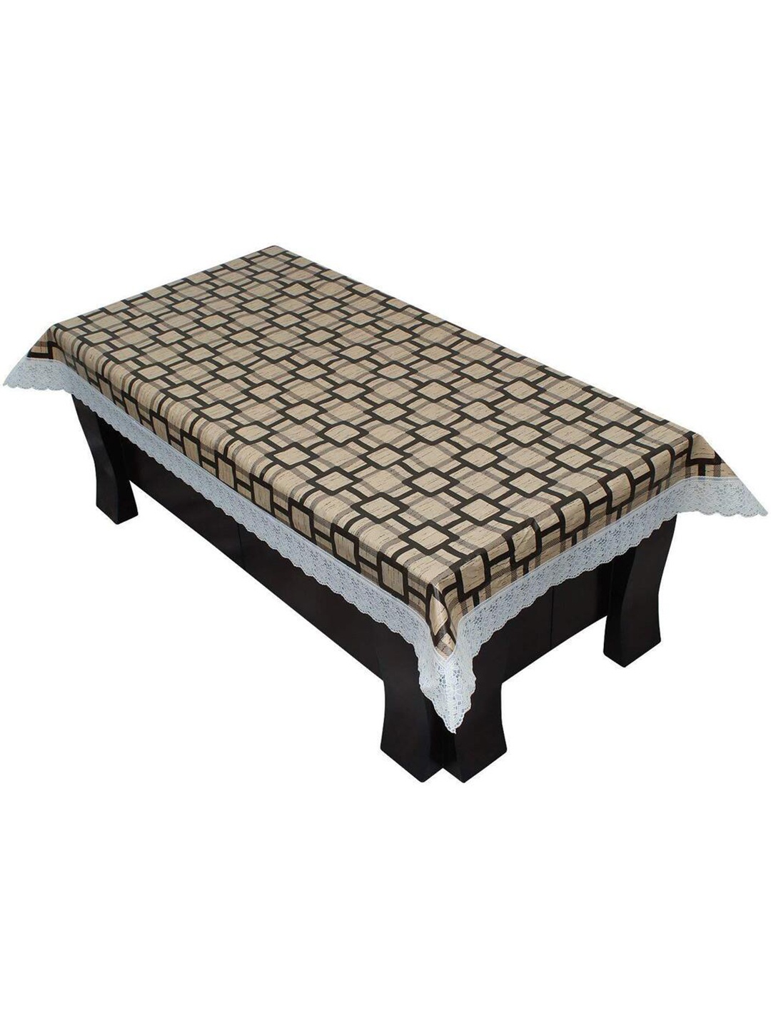 

CASA-NEST Beige & Black Printed 8 Seater Table Cover