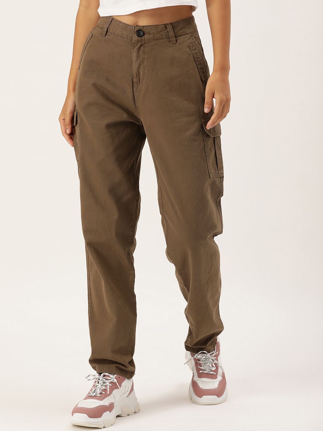 

IVOC Women Slim Fit Pure Cotton Jeans, Brown