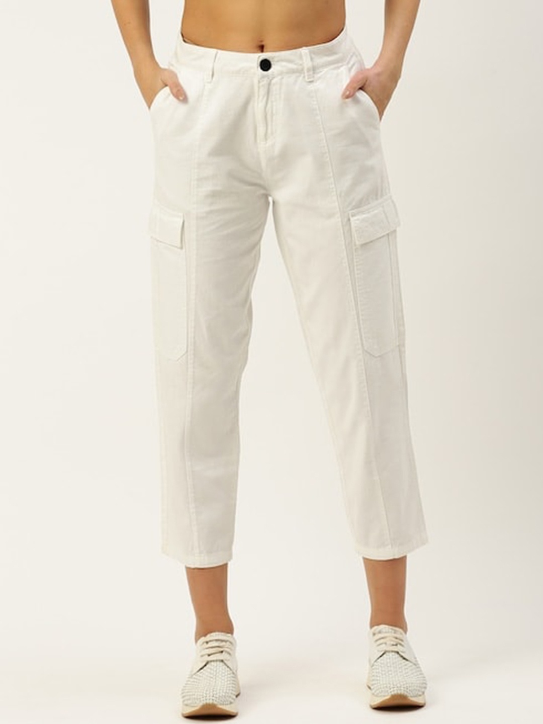 

IVOC Women Cotton Regular Fit Cargo Trouser, White