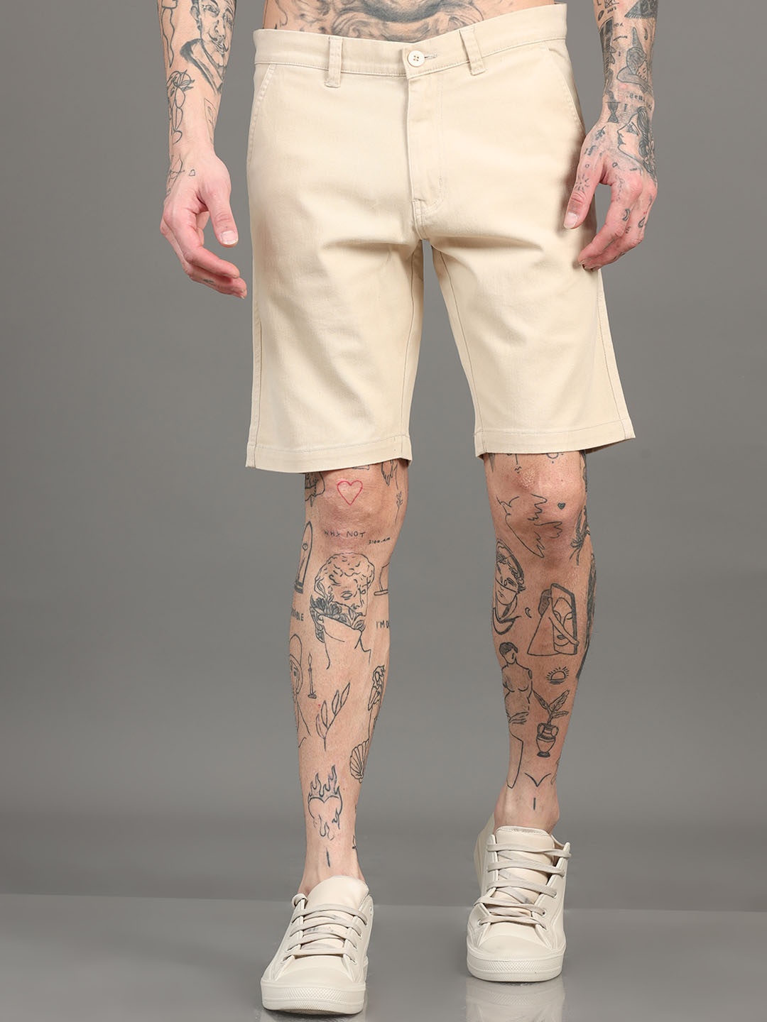 

SILISOUL Men Mid-Rise Shorts, Beige