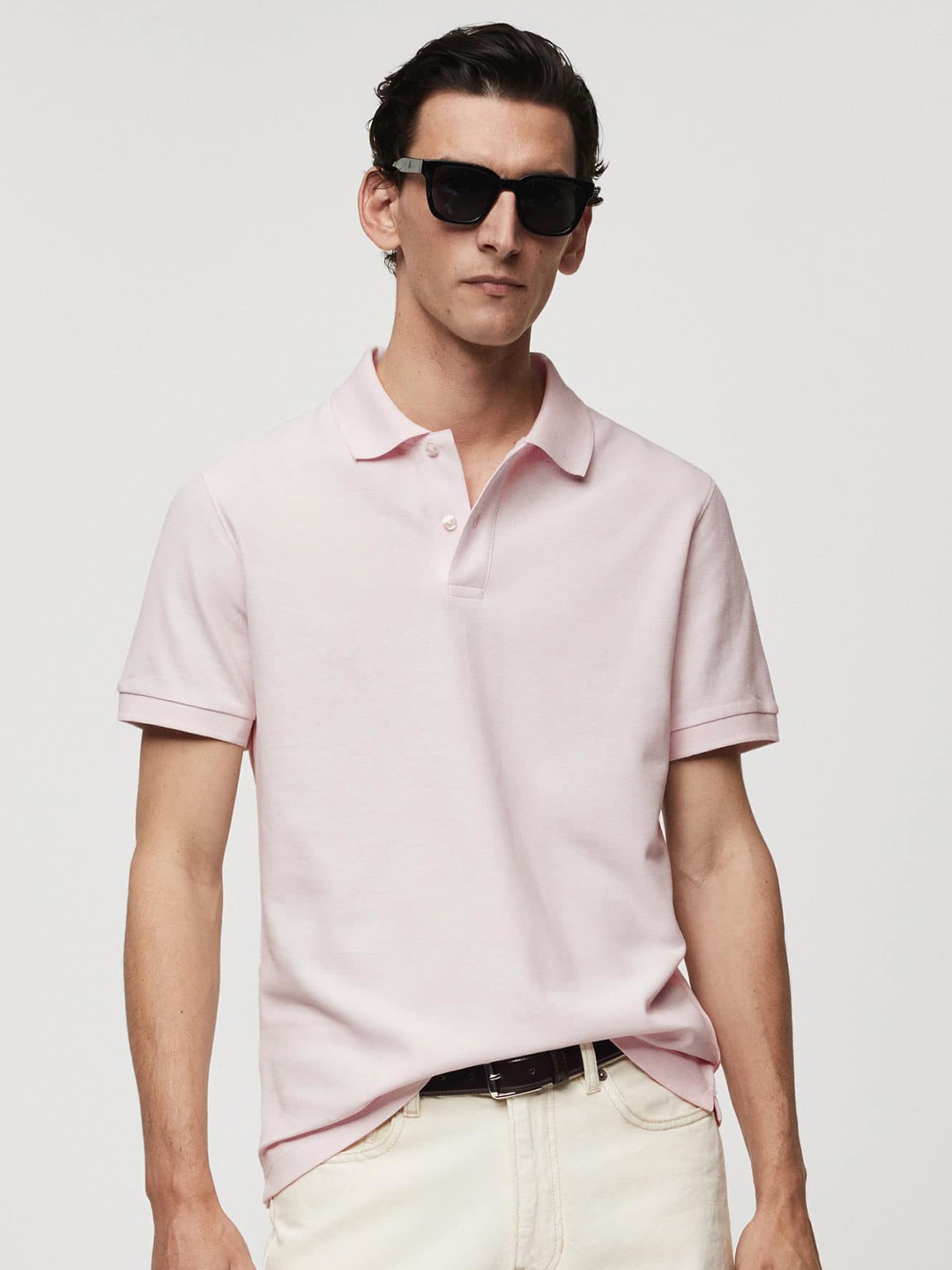 

MANGO MAN Polo Collar Pure Cotton T-shirt, Pink