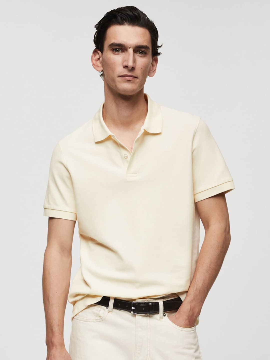 

MANGO MAN Polo Collar Pure Cotton T-shirt, Cream