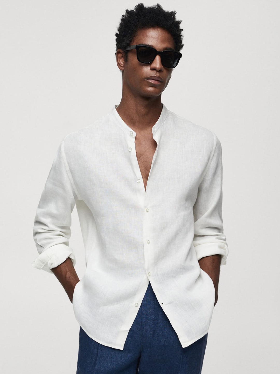 

MANGO MAN Pure Linen Casual Shirt, White