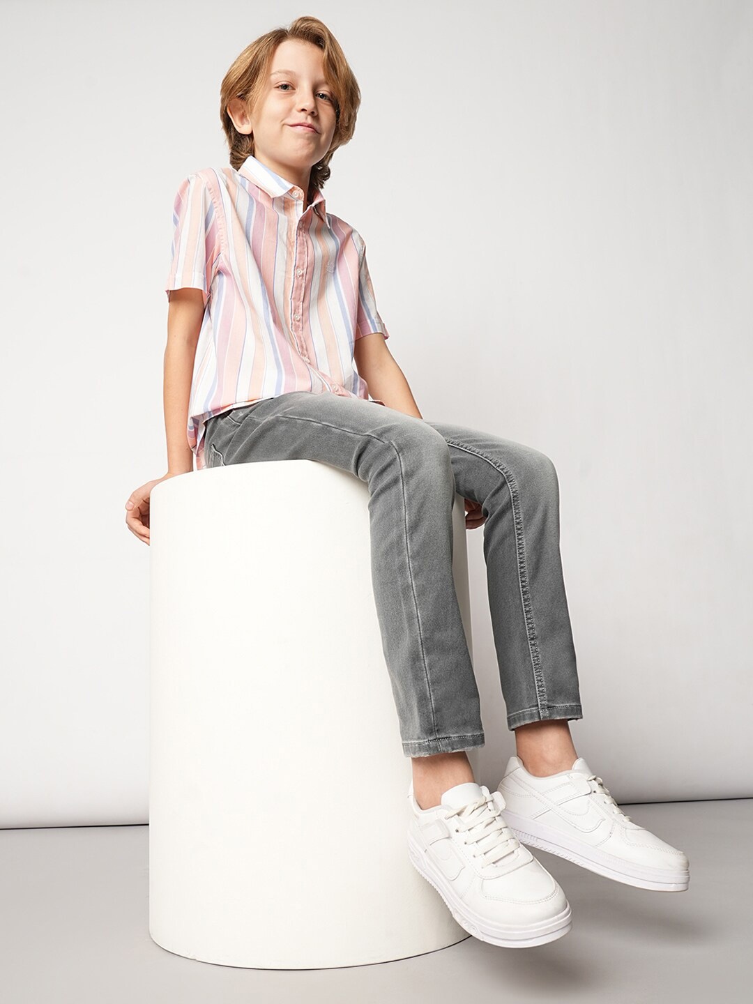 

Jack & Jones Junior Boys Vertical Striped Pure Cotton Casual Shirt, Pink