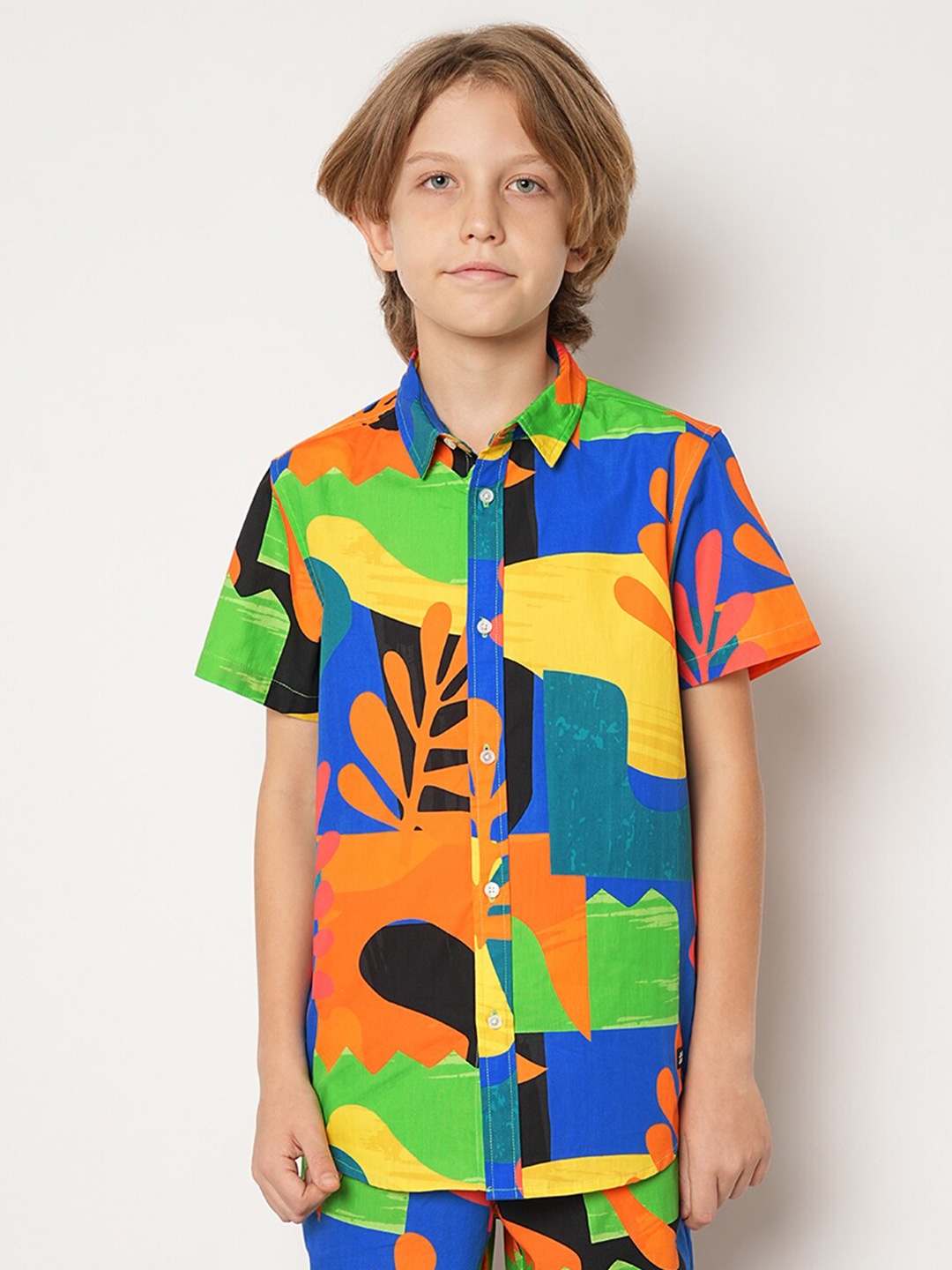 

Jack & Jones Junior Boys Abstract Printed Pure Cotton Casual Shirt, Orange