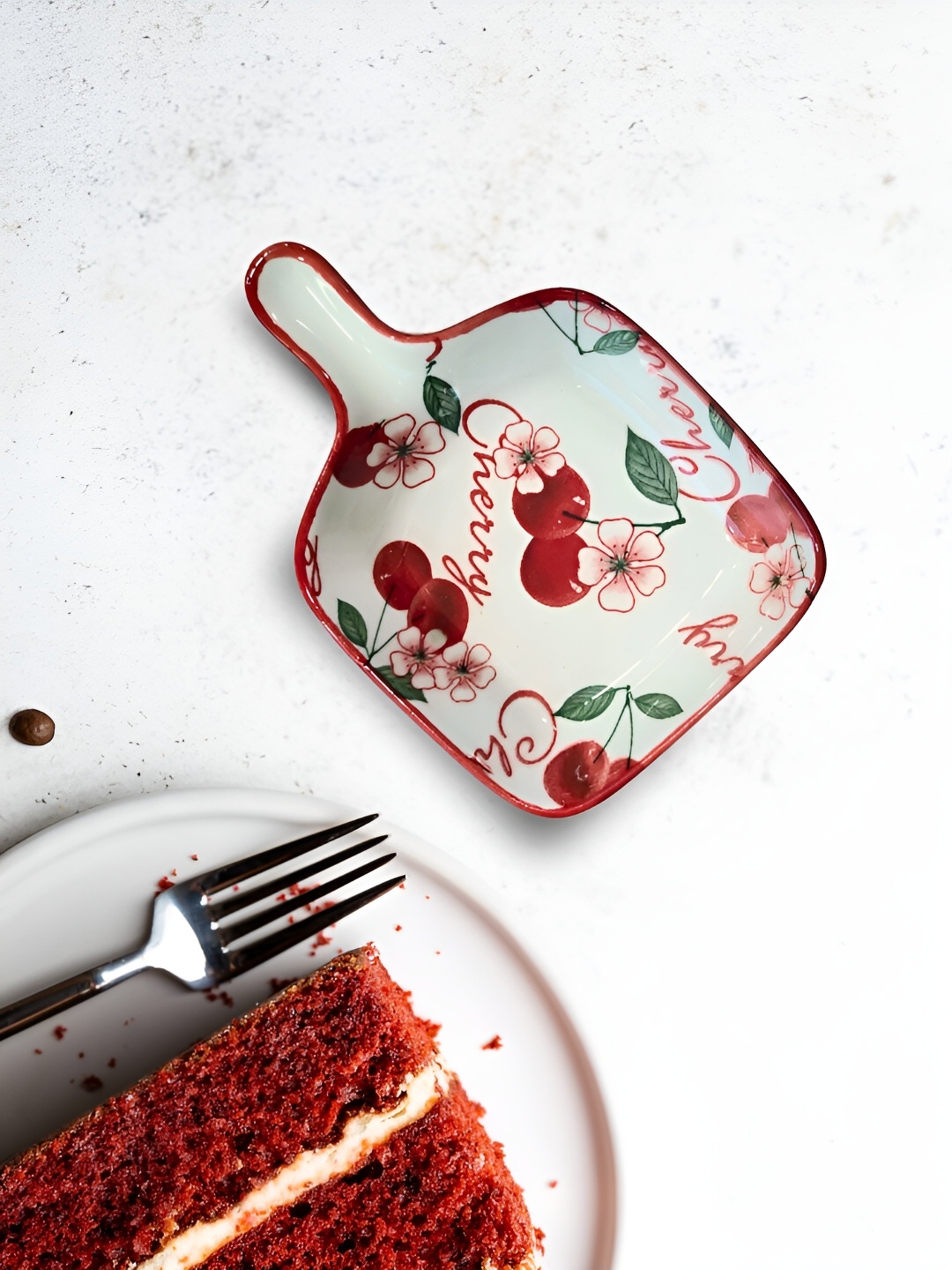 

UniKart Red & Green 4 Pieces Floral Printed Porcelain Glossy Plates
