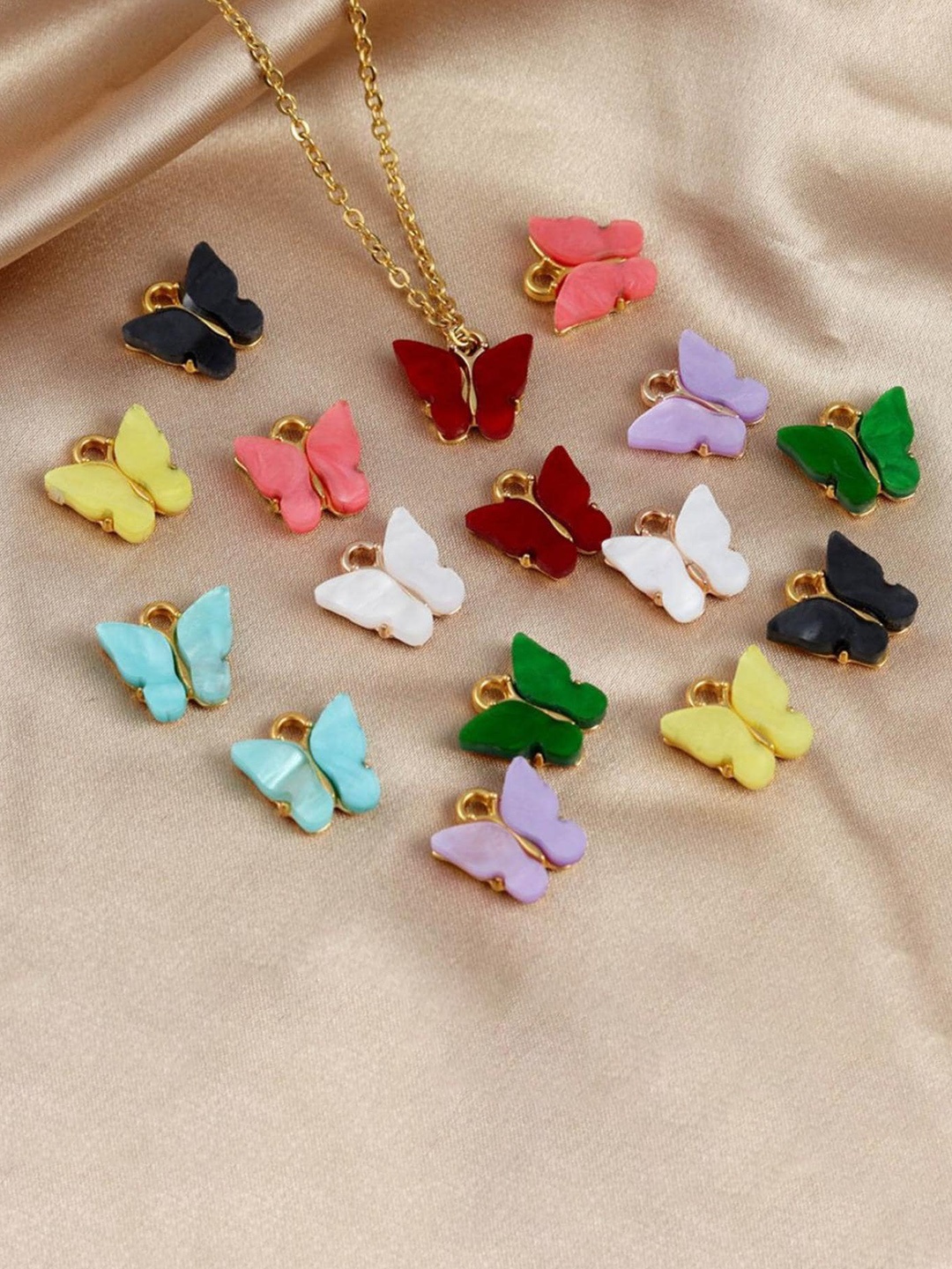 

Satyam Kraft Set of 24 Butterfly Pendants Charms, White