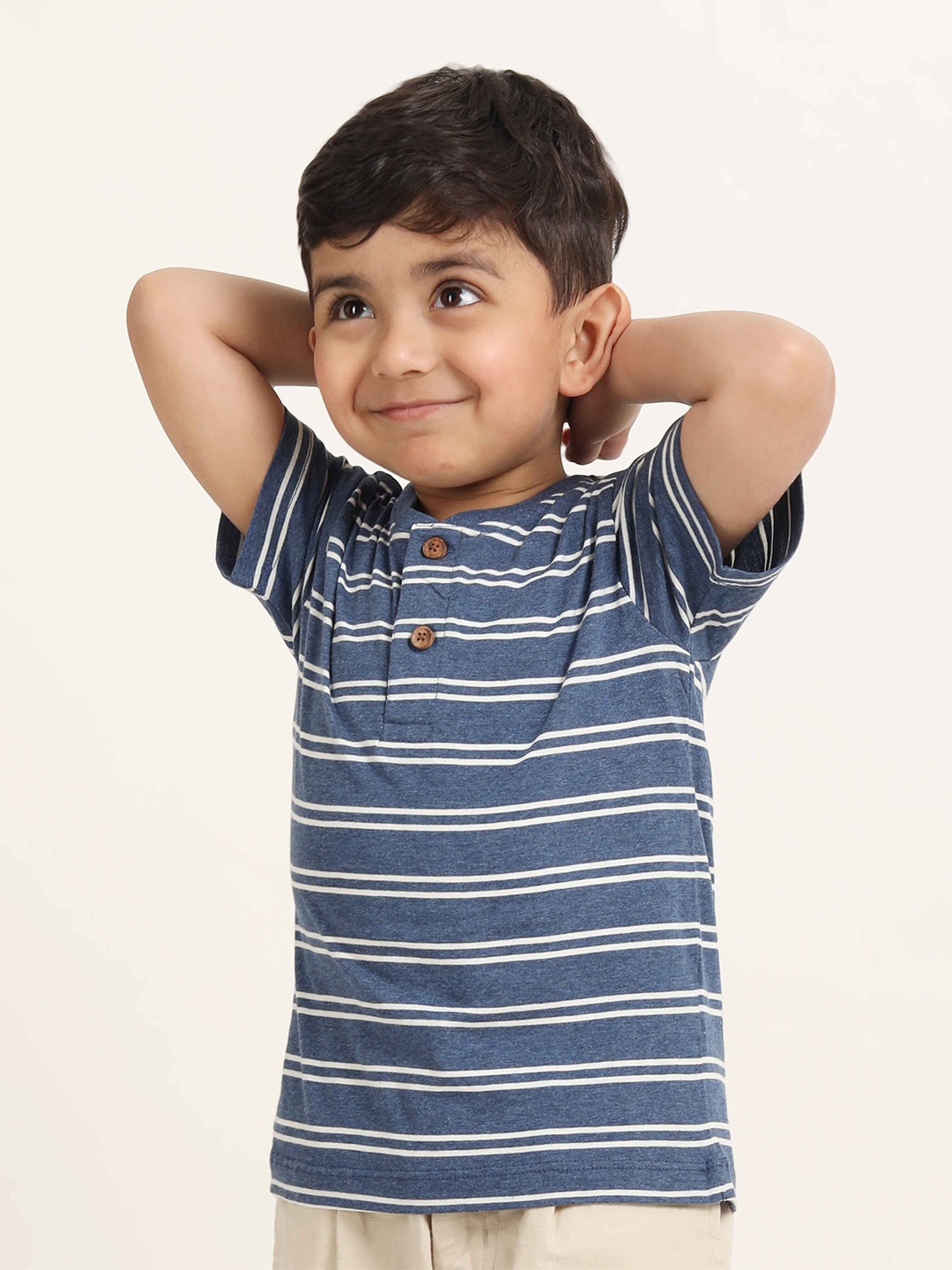 

Campana Boys Striped Cotton T-Shirt, Blue
