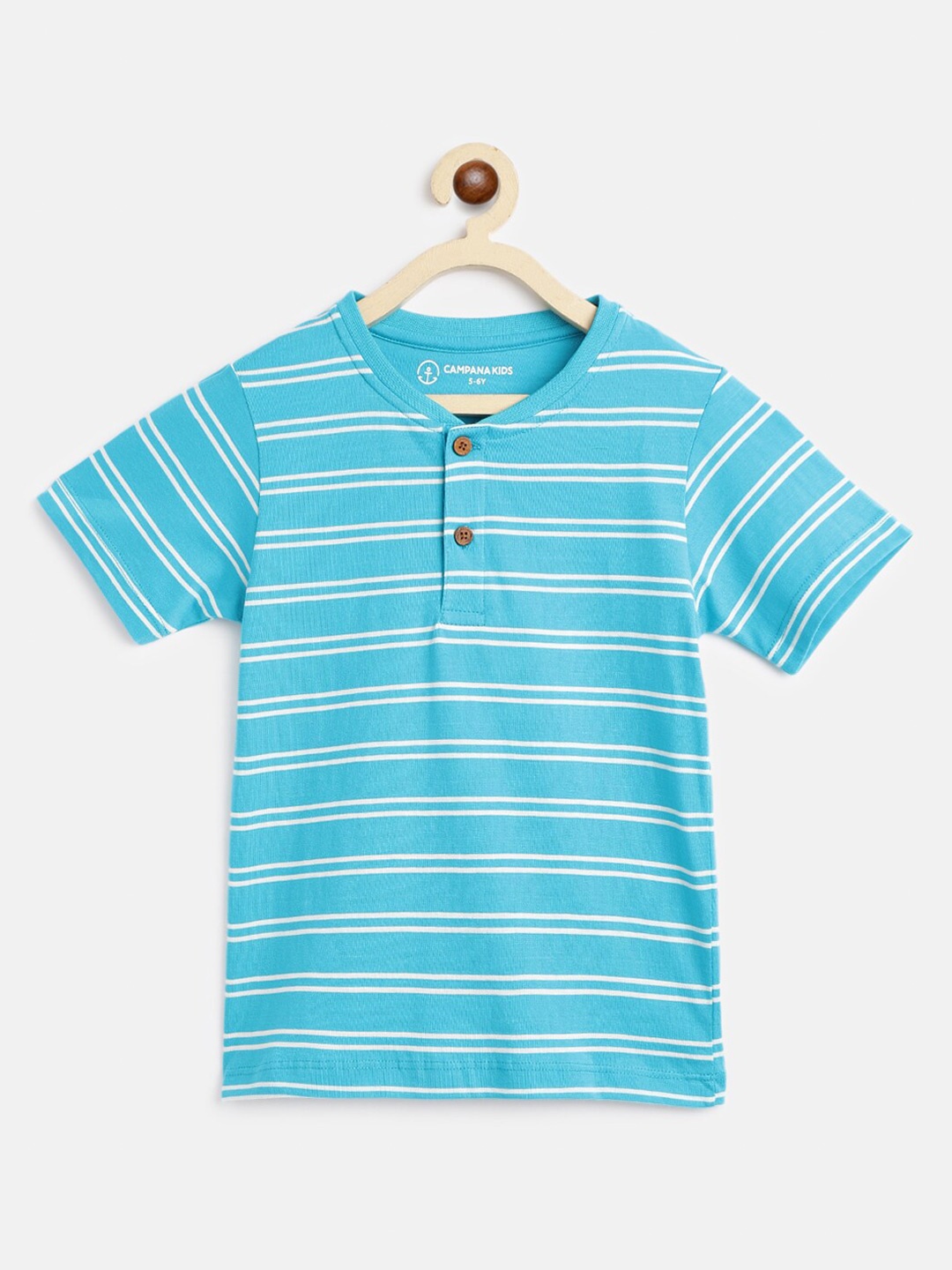 

Campana Boys Striped Cotton T-Shirt, Blue