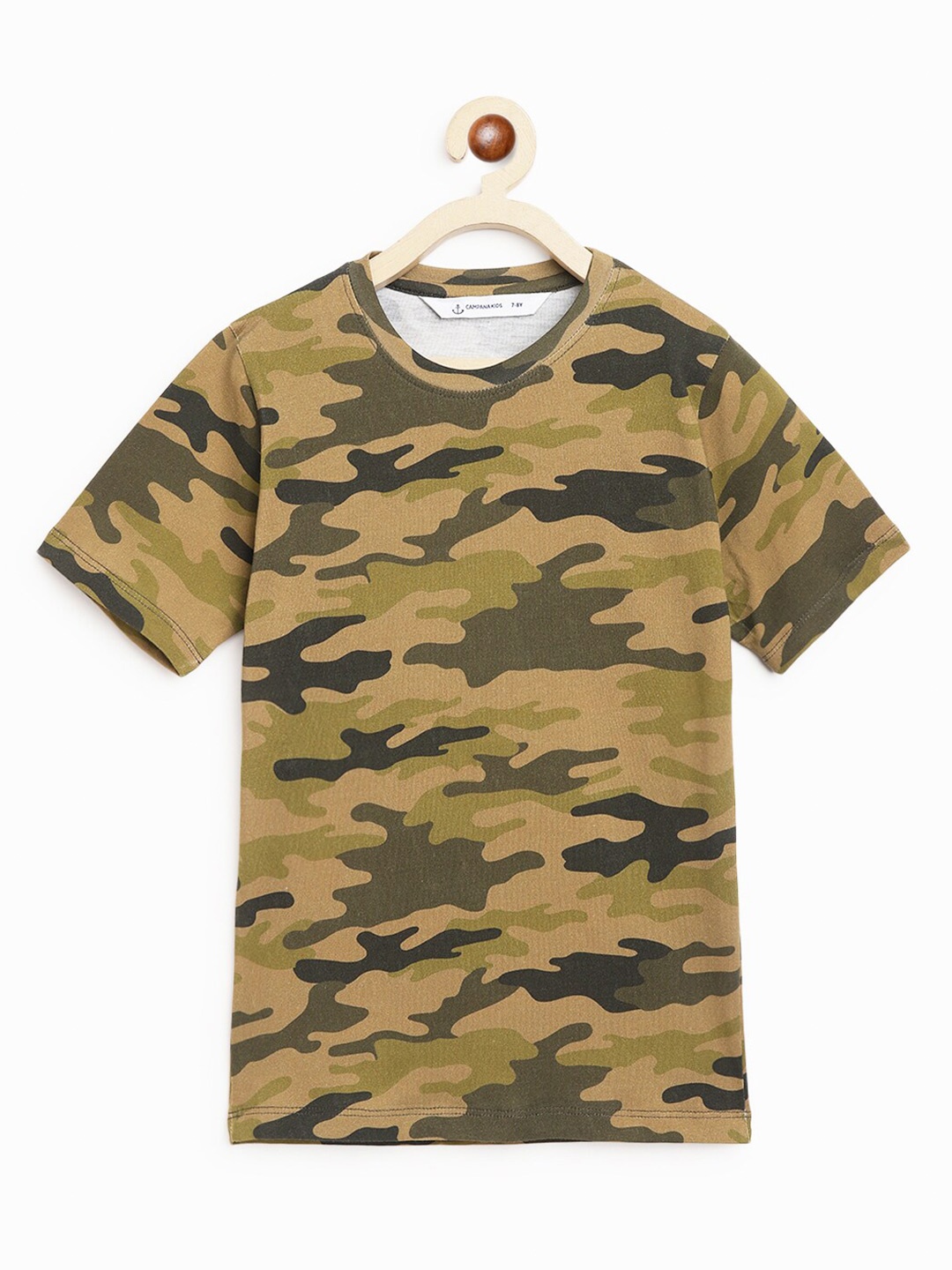 

Campana Boys Camouflage Printed Pure Cotton T-Shirt, Olive