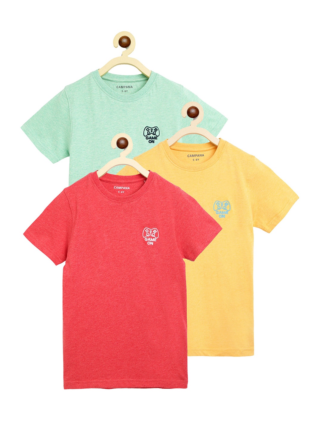 

Campana Boys Pack Of 3 Pure Cotton T-Shirt, Red