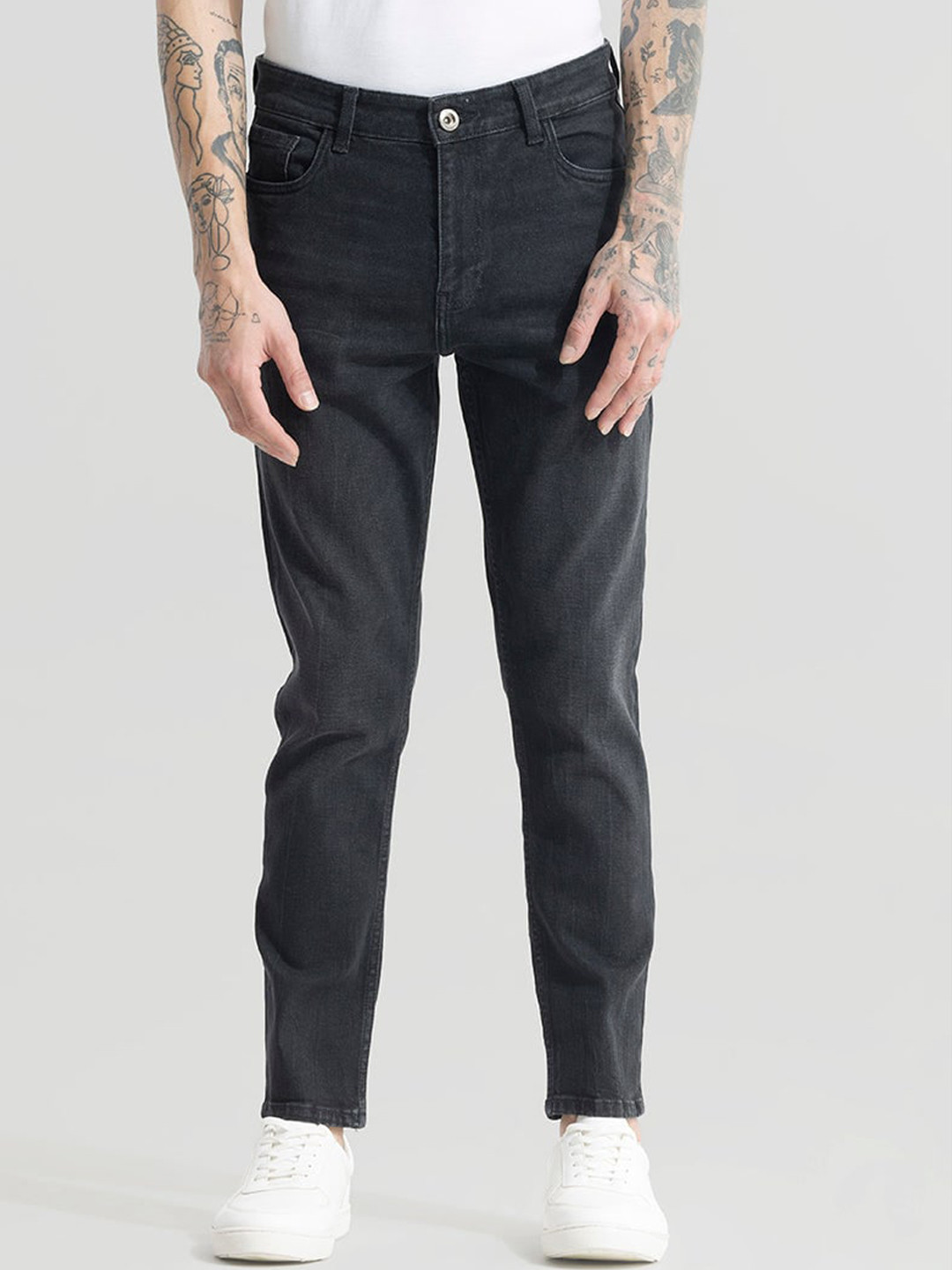

Snitch Men Slim Fit Clean Look Cotton Jeans, Black