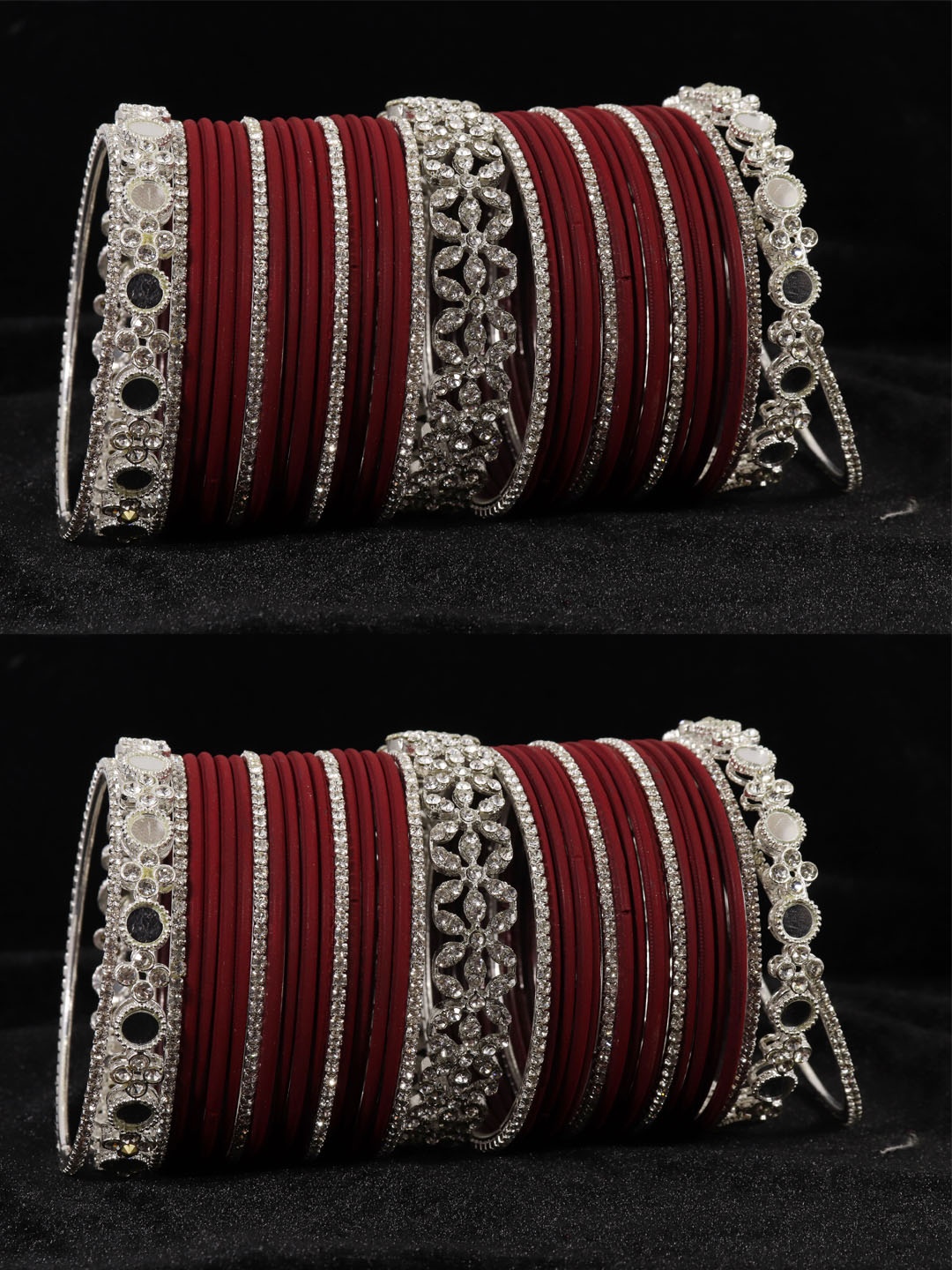 

LAVAZZA 74-Pcs Stone-Studded Bangles, Maroon