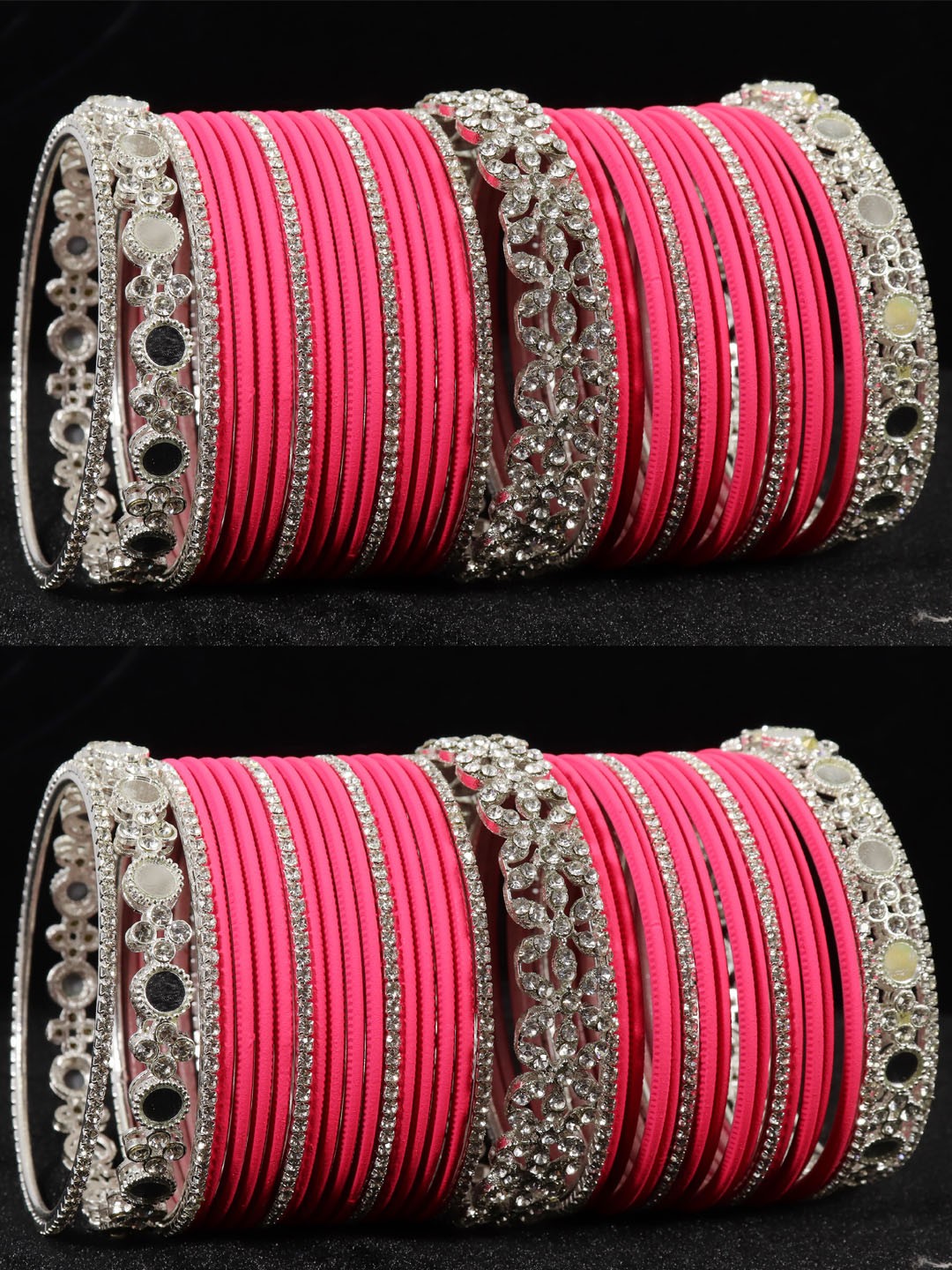 

LAVAZZA 74-Pcs Stone-Studded Bangles, Rose