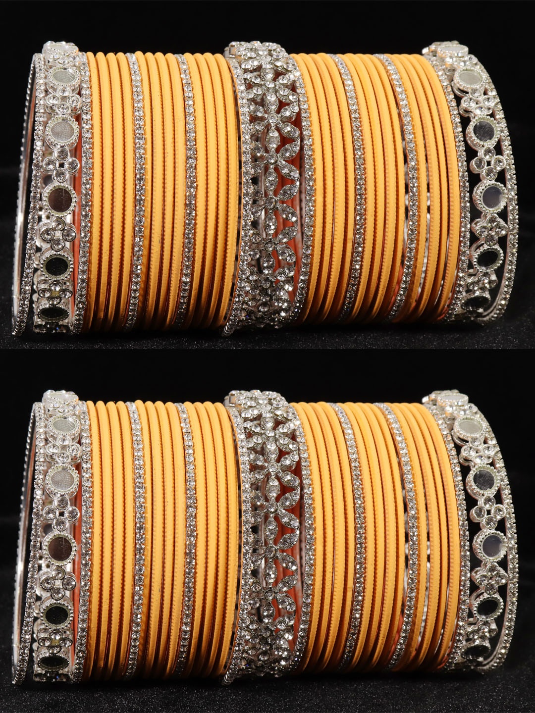 

LAVAZZA Set of 74 Crystals Studded Bangles, Peach
