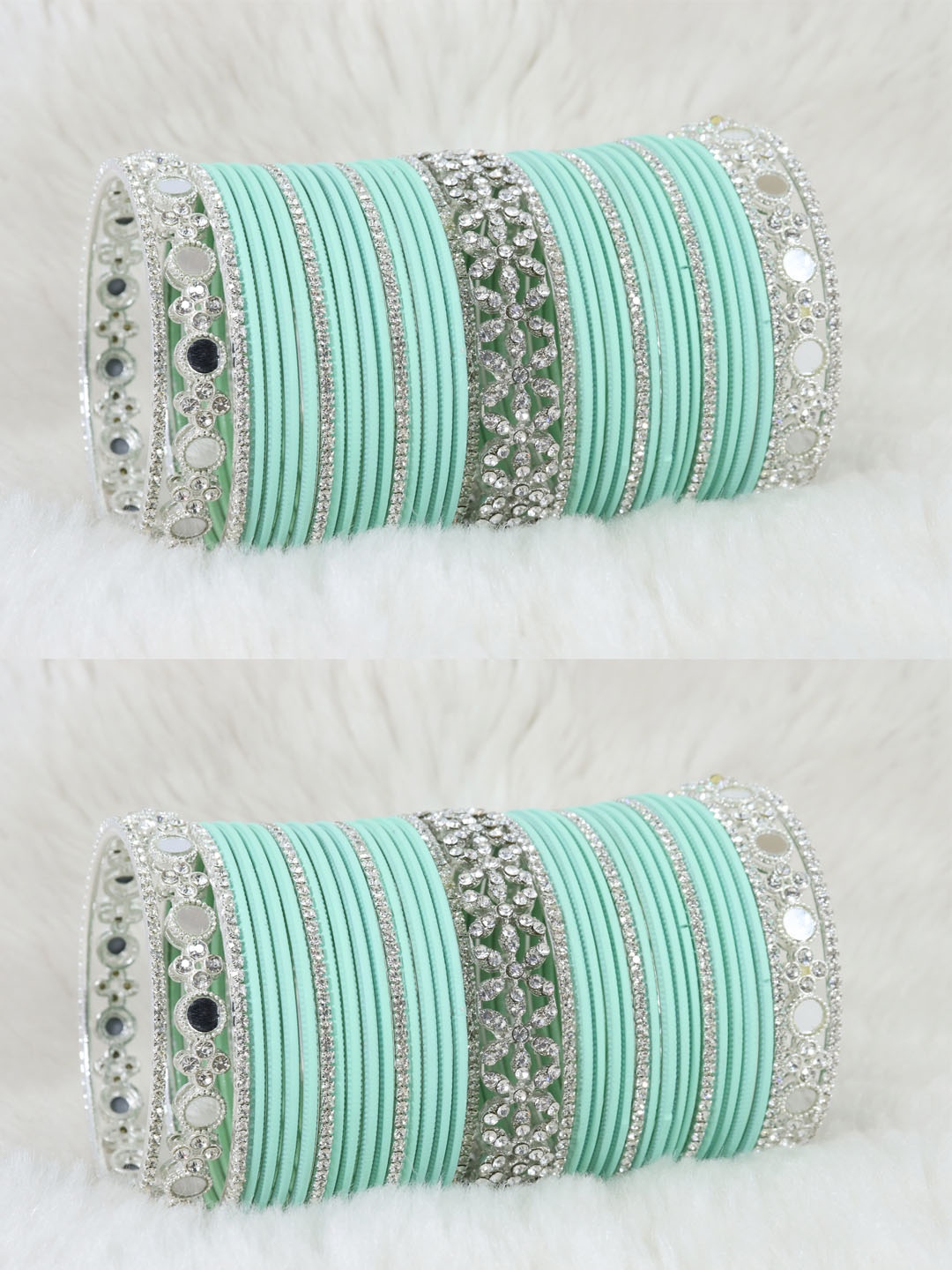 

LAVAZZA Set of 74 Crystals Studded Bangles, Silver