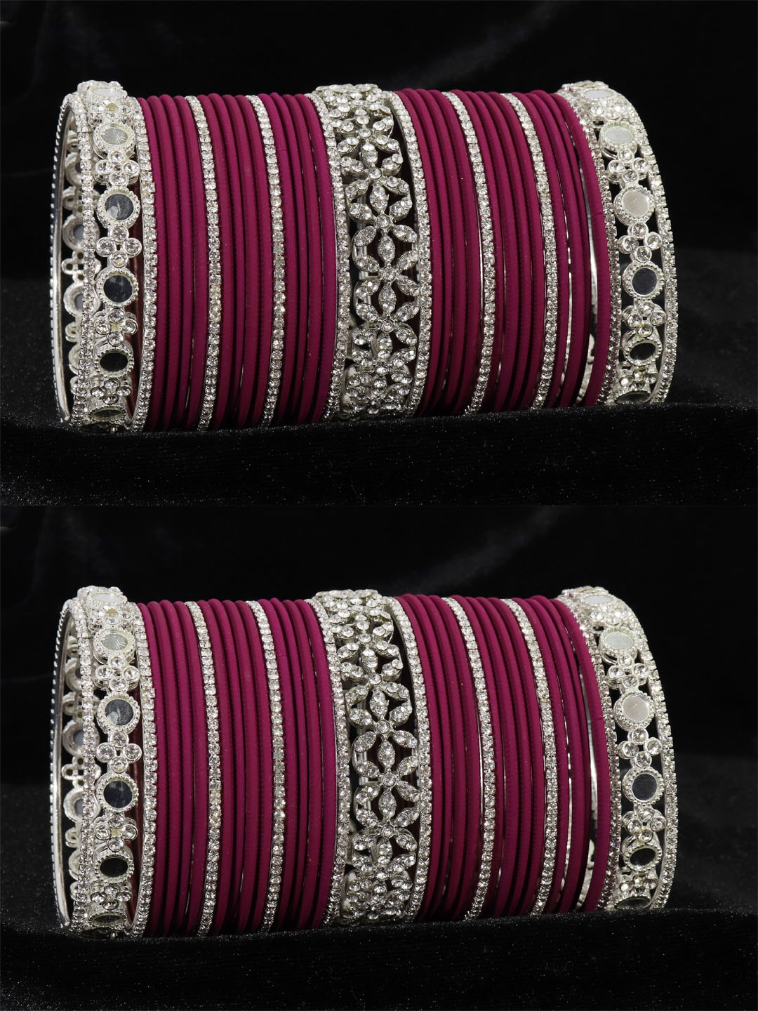 

LAVAZZA Set Of 2 Stone-Studded Bangles, Purple