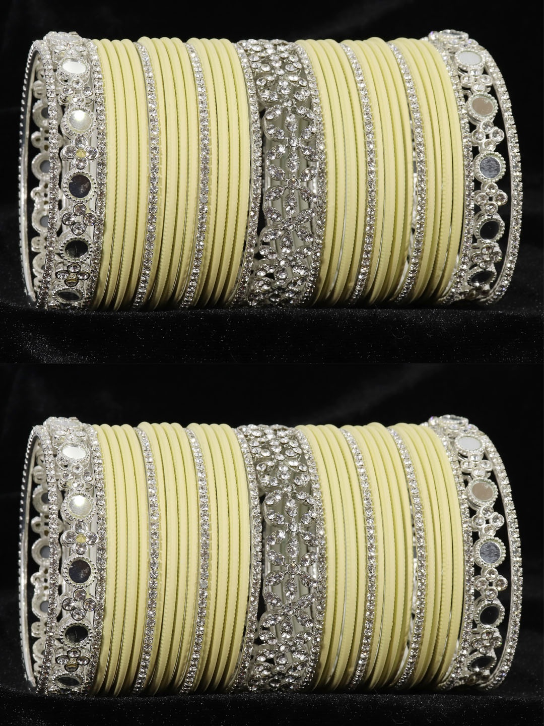 

LAVAZZA Set of 74 Crystals Studded Bangles, Silver