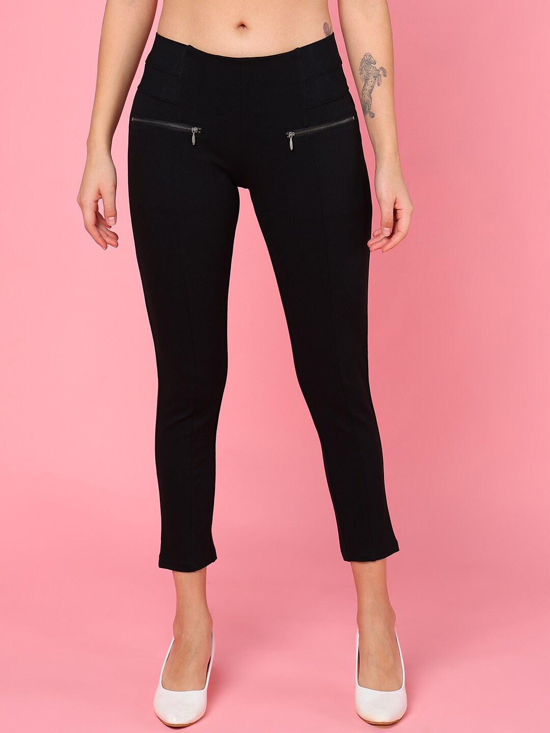 

Mast & Harbour Women Black Mid Rise Slim Fit Woven