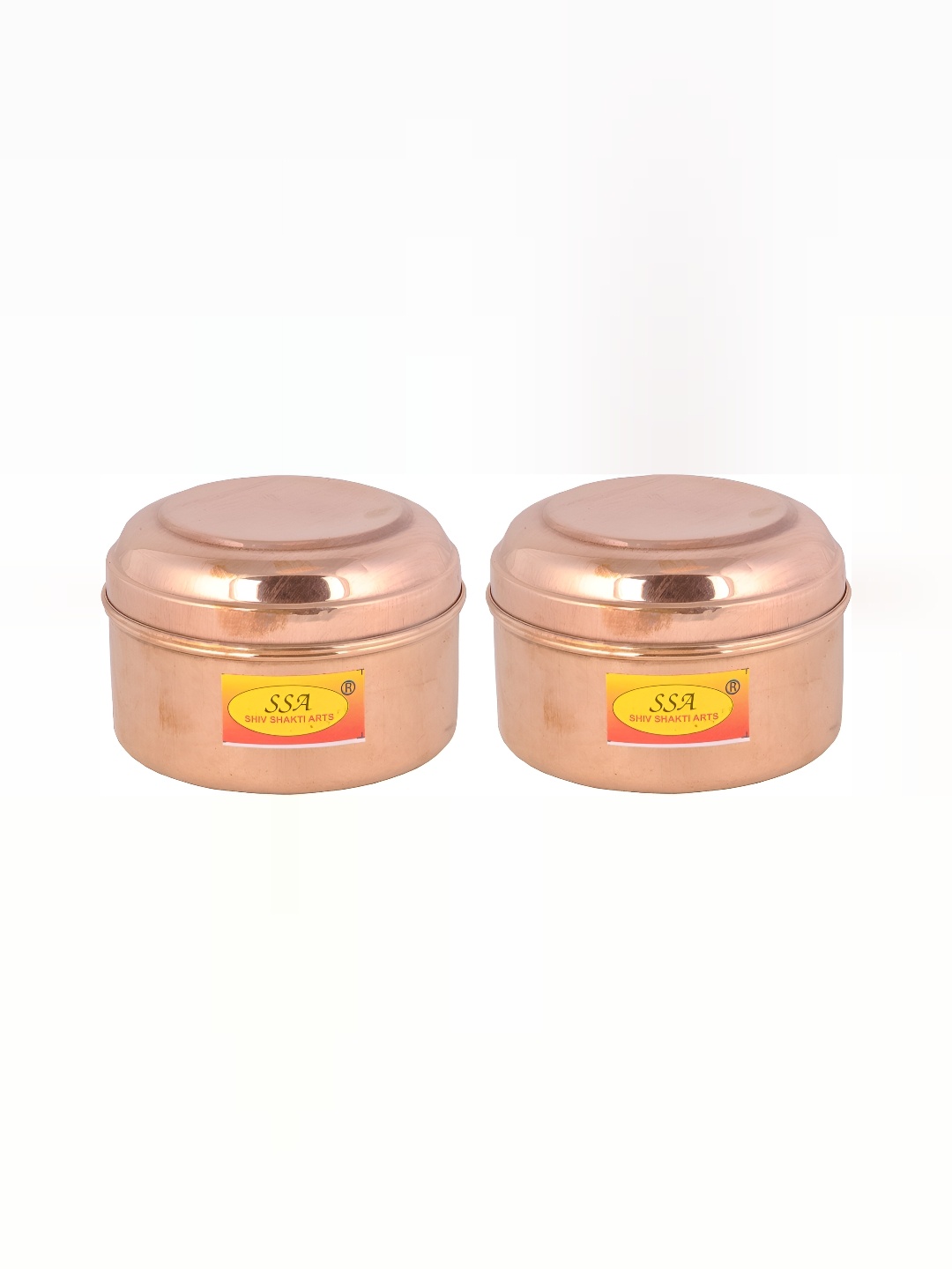Shivshakti Arts Brown 2 Pieces Metal Food Container 400 ml Each
