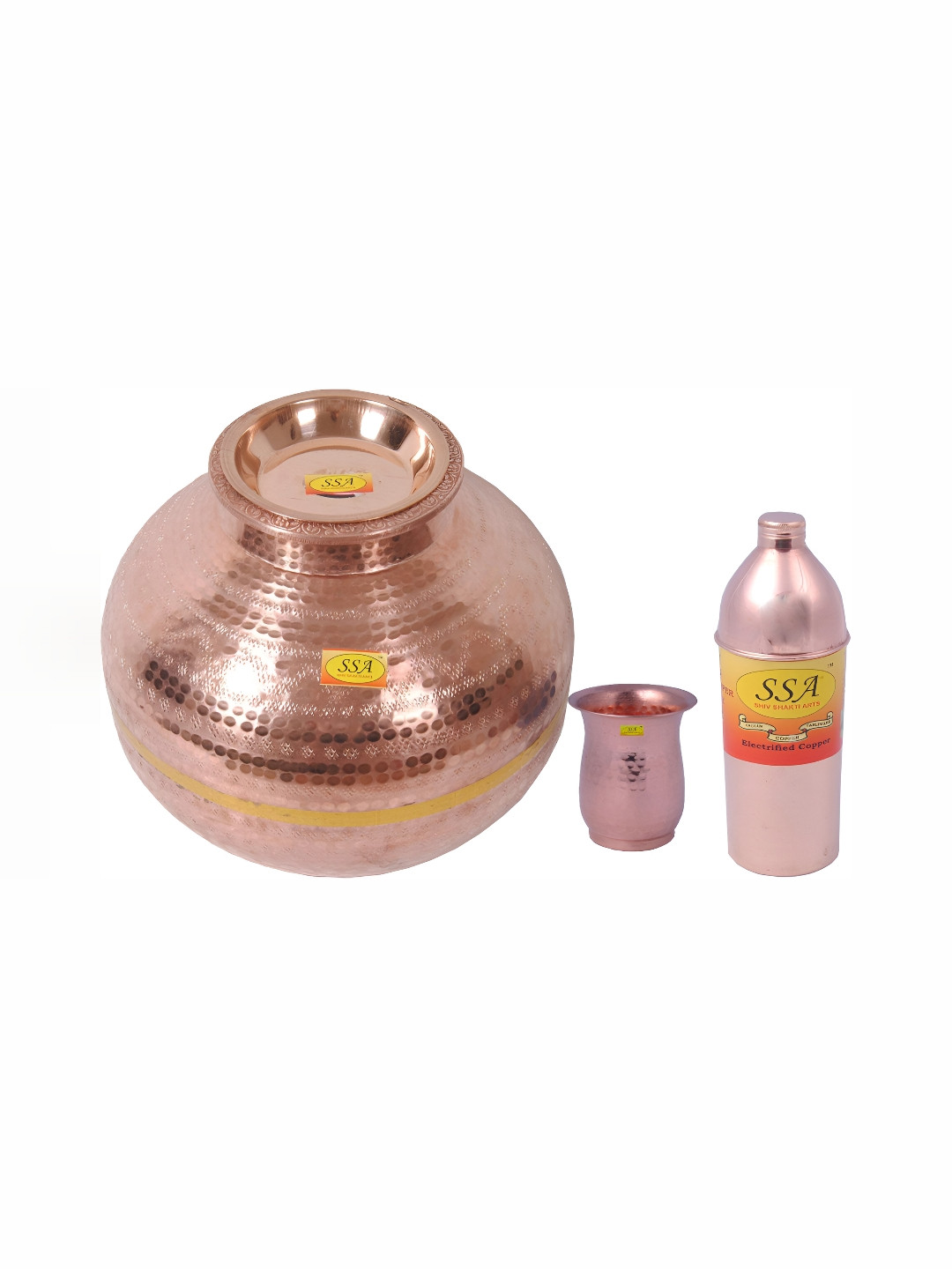 

Shivshakti Arts Brown 3 Pieces 1 Copper Water Pot & 1 Water Bottle & 1 Pure Copper Glass