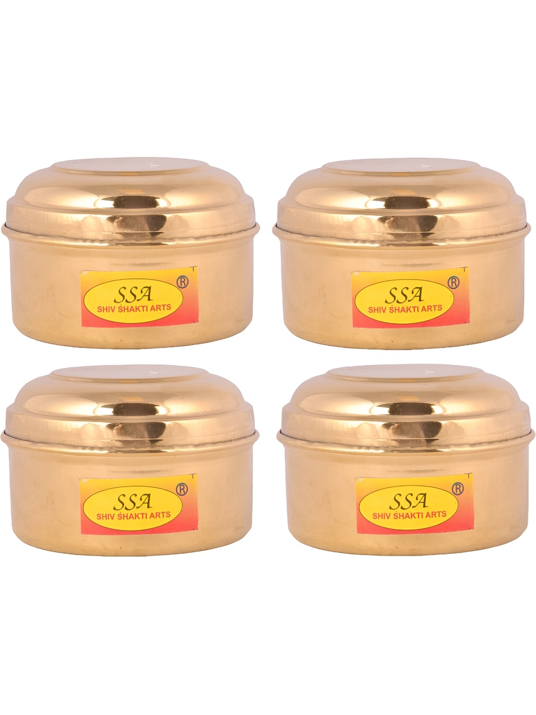 Shivshakti Arts Yellow Brass 4 Pieces Food Container 250 ml