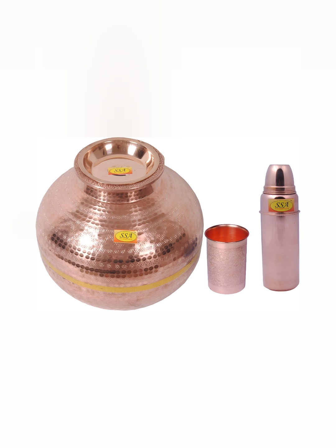 Shivshakti Arts Copper-Toned 6 Pcs Copper Water Pot With 1 Water Bottle & 1 Glass