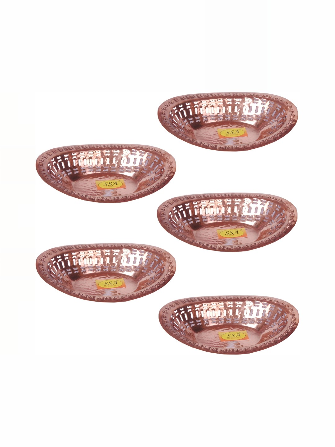 

Shivshakti Arts Copper Toned 5 Pcs Copper Fruit Basket
