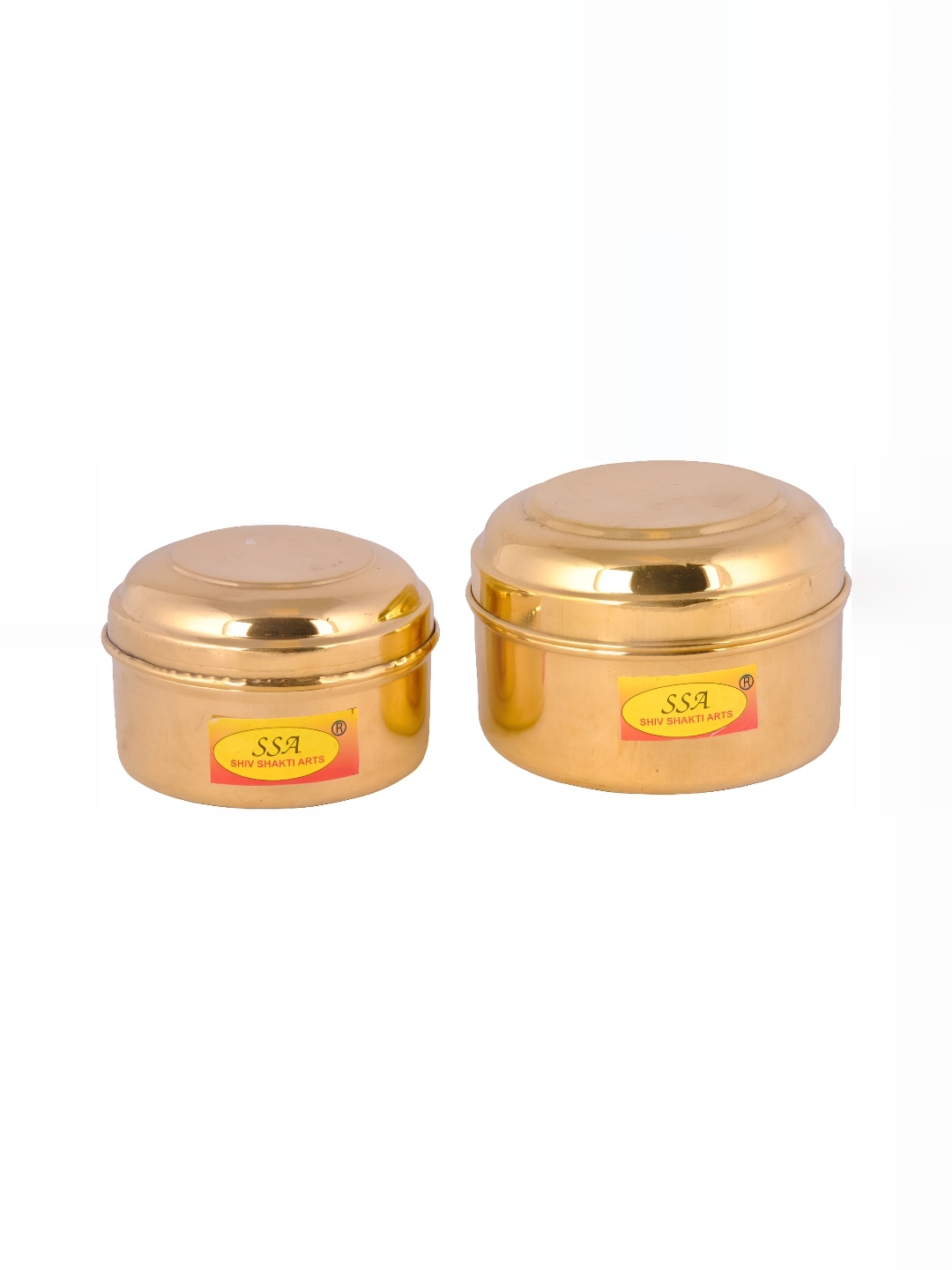 Shivshakti Arts Gold Toned 2 Pcs Brass Box 300 ml, Copper