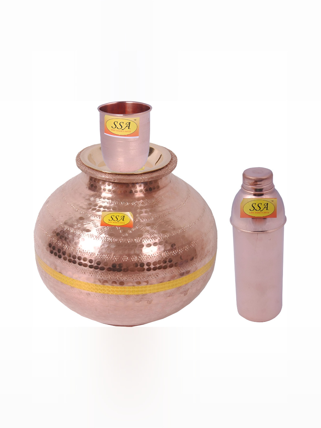 

Shivshakti Arts Copper Toned 3 Pcs Water Pot & 1 Water Bottle & 1 Glass