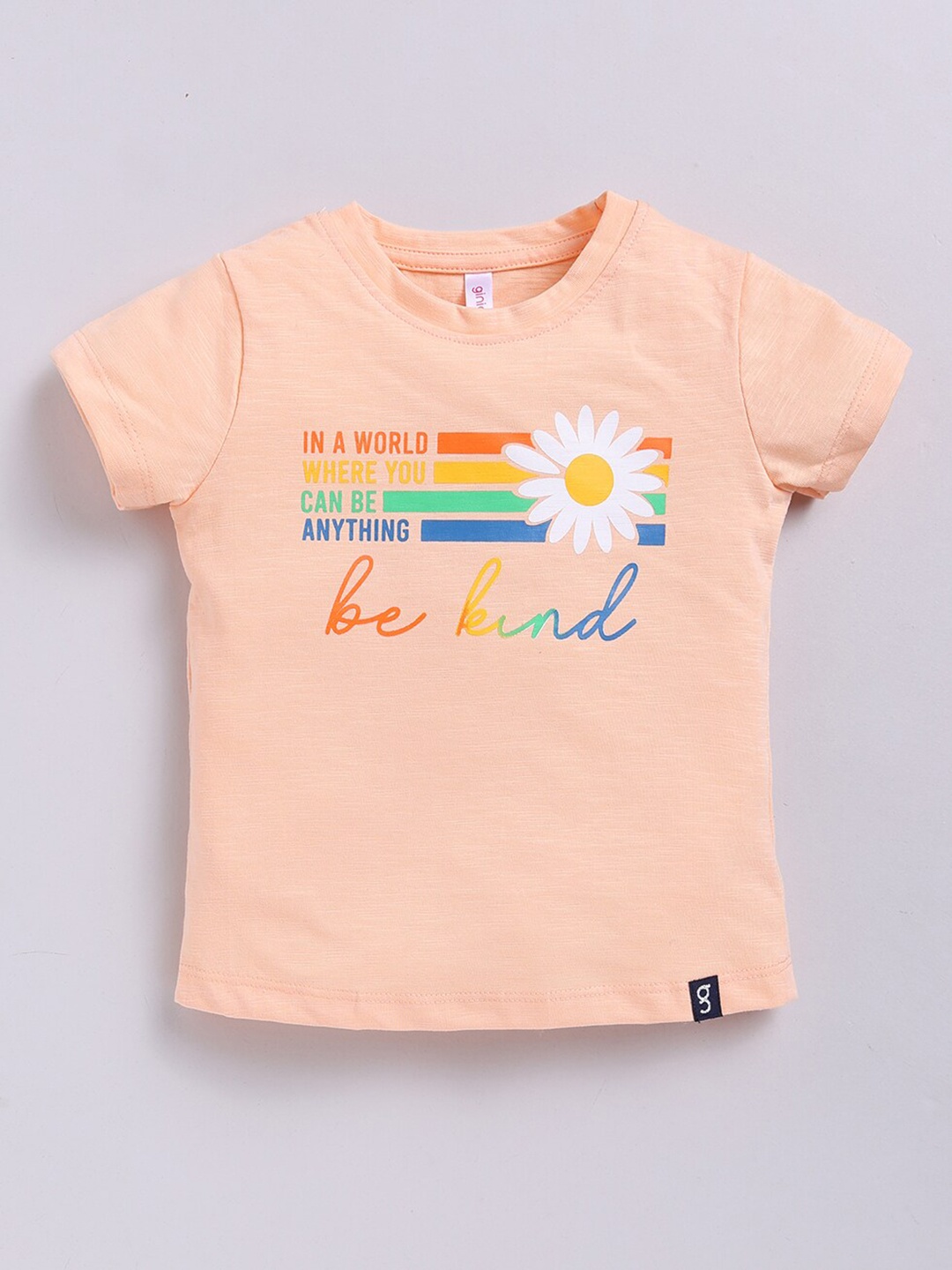 

Ginie Girls Typography Printed Round Neck Cotton Top, Orange