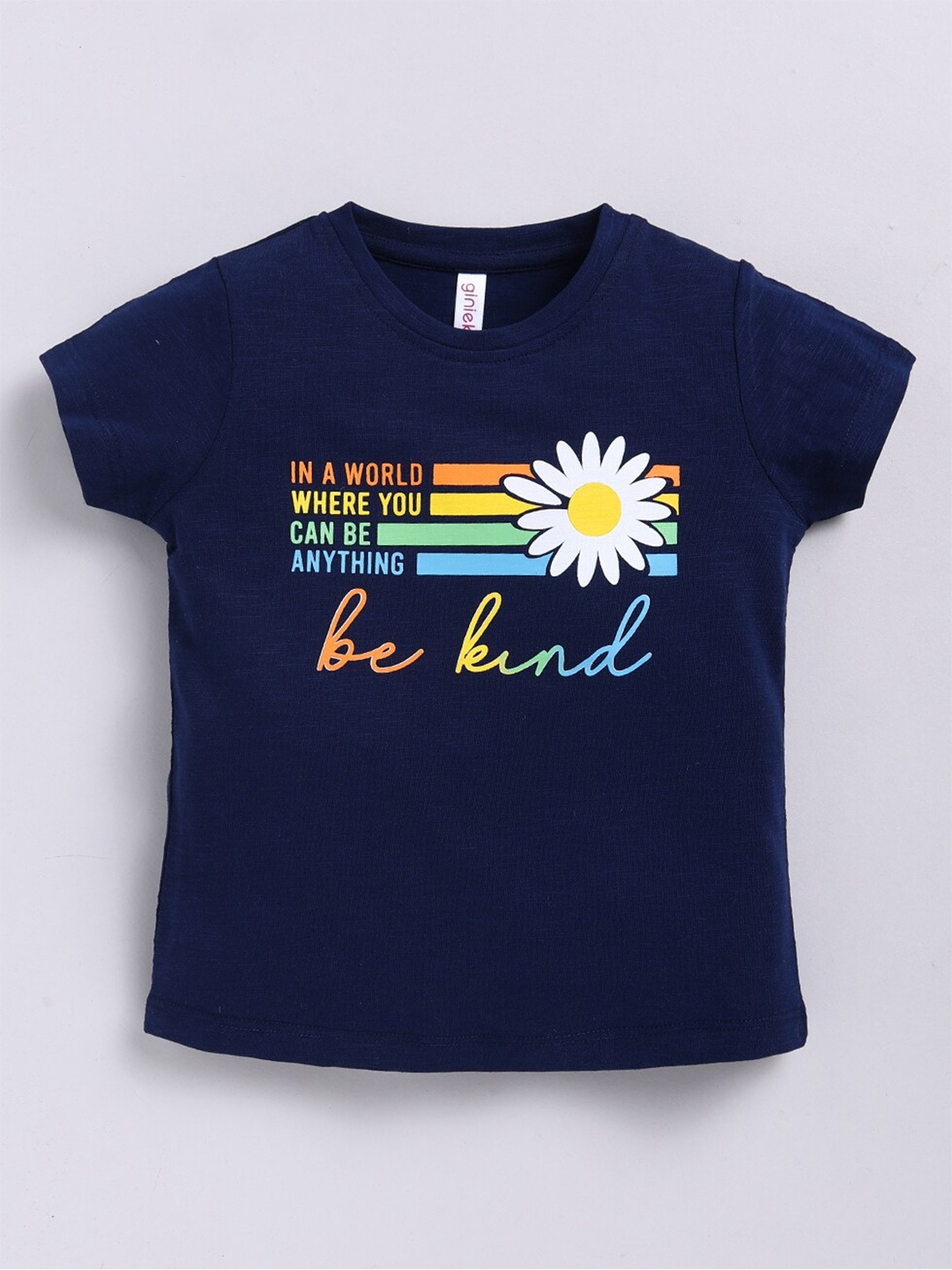 

Ginie Girls Graphic Printed Cotton Tshirts, Navy blue