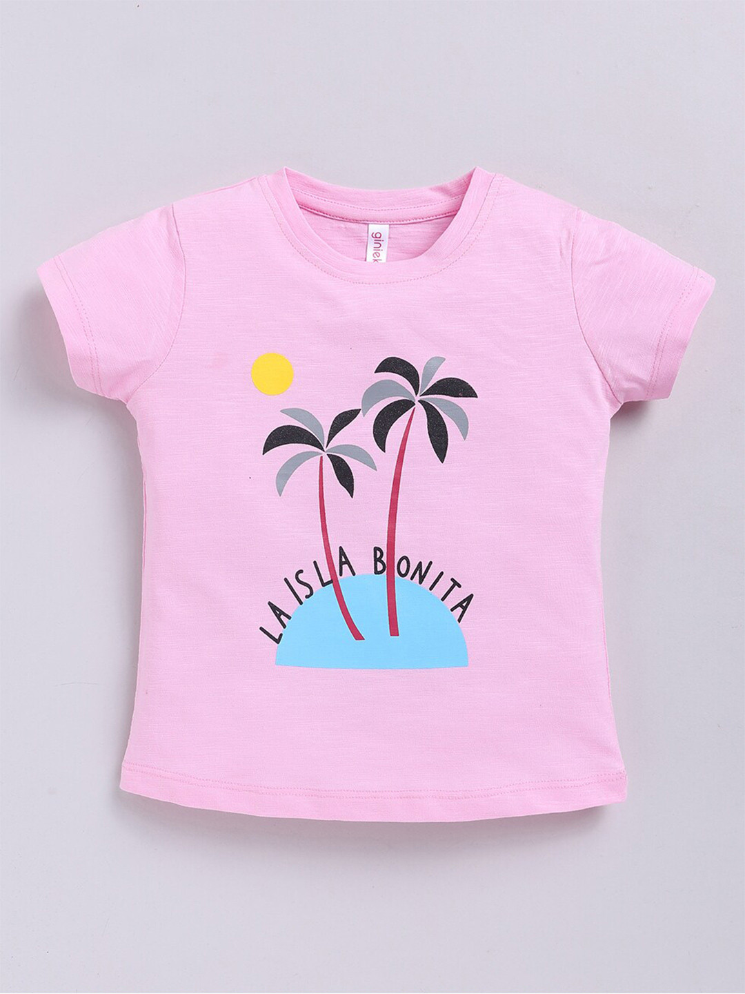 

Ginie Girls Printed Cotton T-shirt, Red