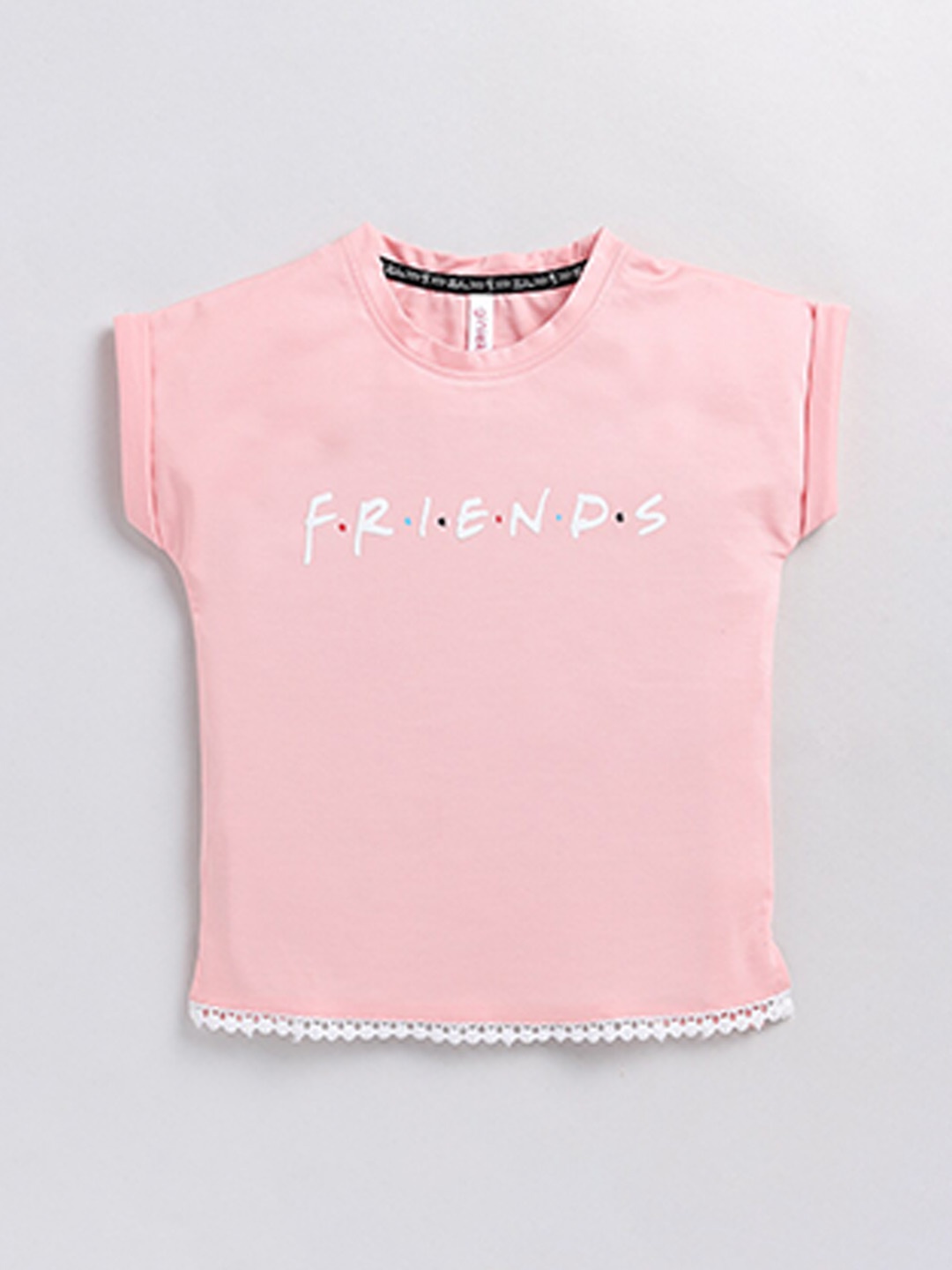 

Ginie Girls Typography Printed Extended Sleeves Top, Peach