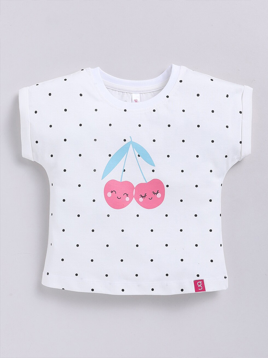 

Ginie Girls Round Neck Graphic Printed Top, White