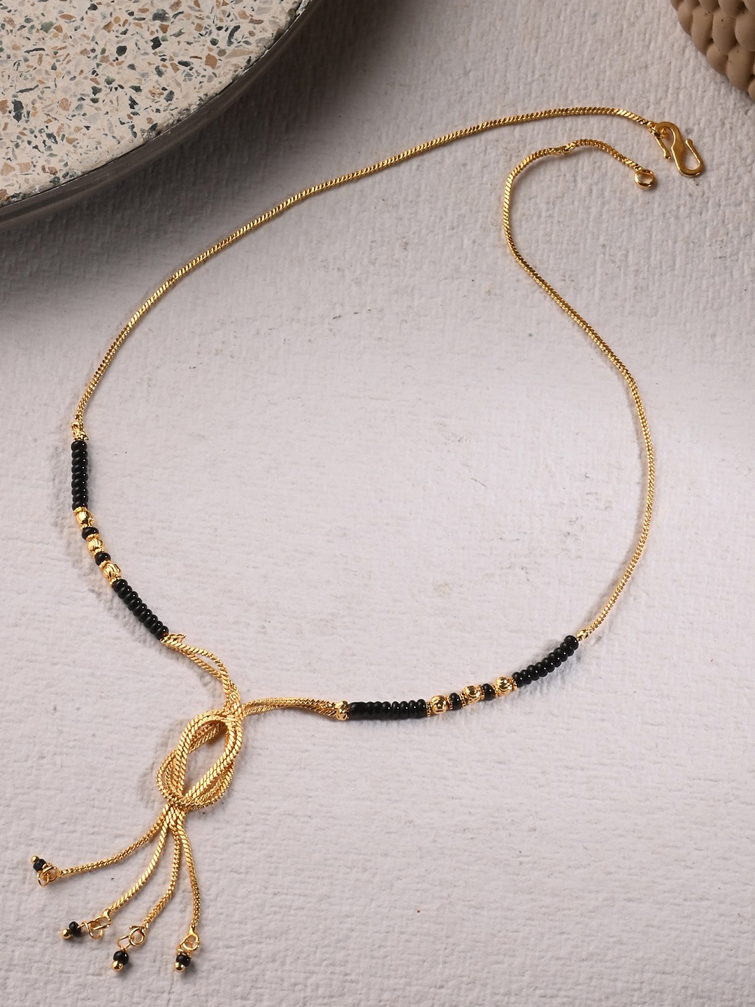 

AanyaCentric Gold-Plated Beaded Brass Mangalsutra