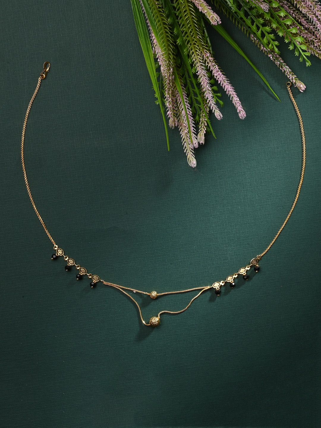 

AanyaCentric Gold-Plated Beaded Brass Mangalsutra