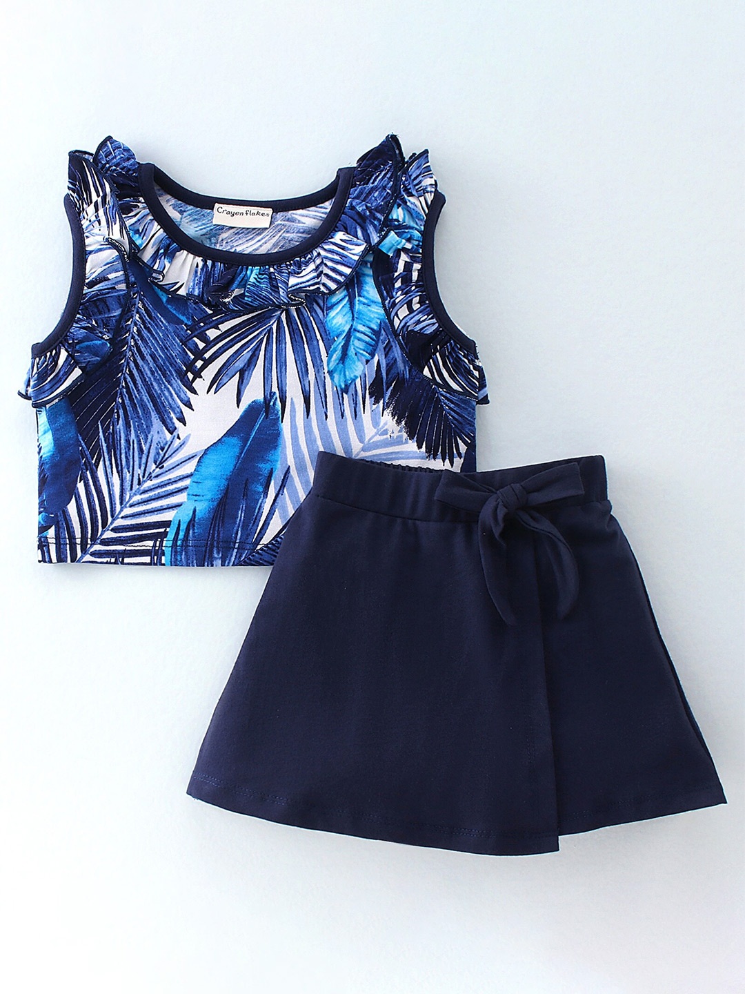 

CrayonFlakes Girls Printed Top with Shorts, Blue