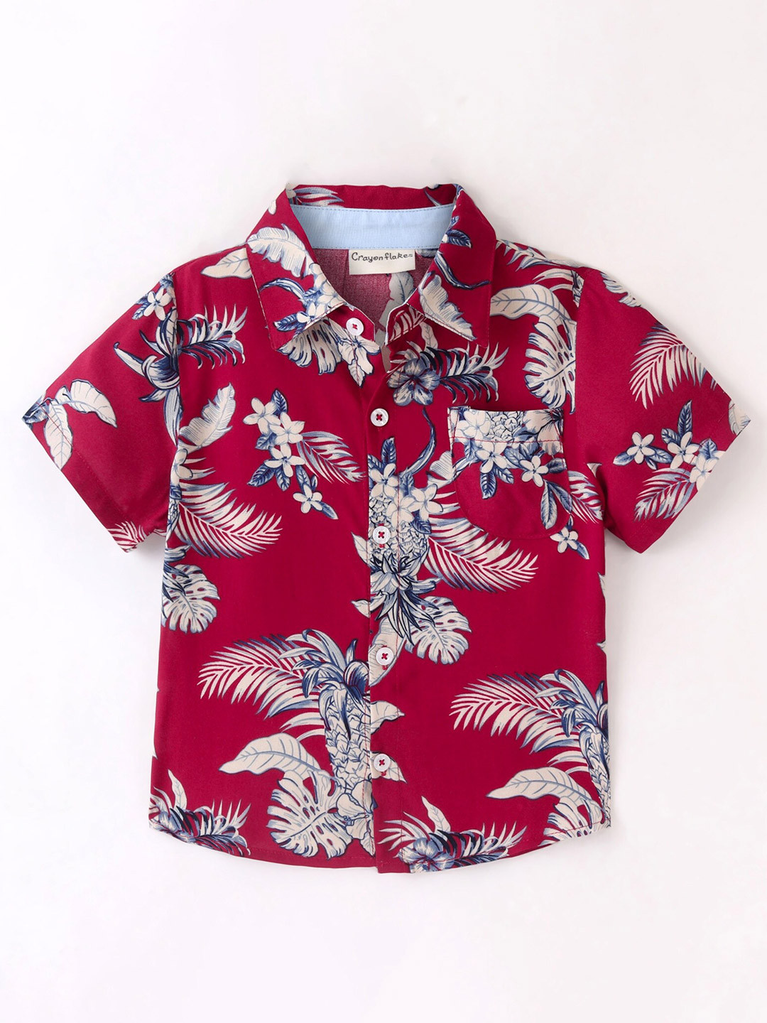 

CrayonFlakes Boys Floral Printed Casual Shirt, Red