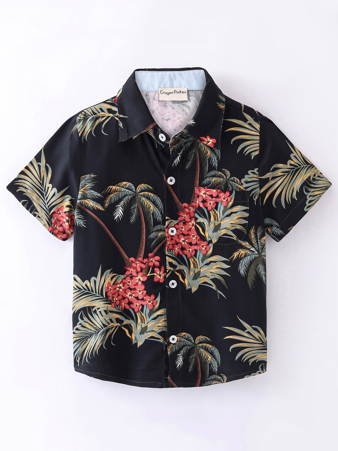 

CrayonFlakes Boys Floral Printed Casual Shirt, Black