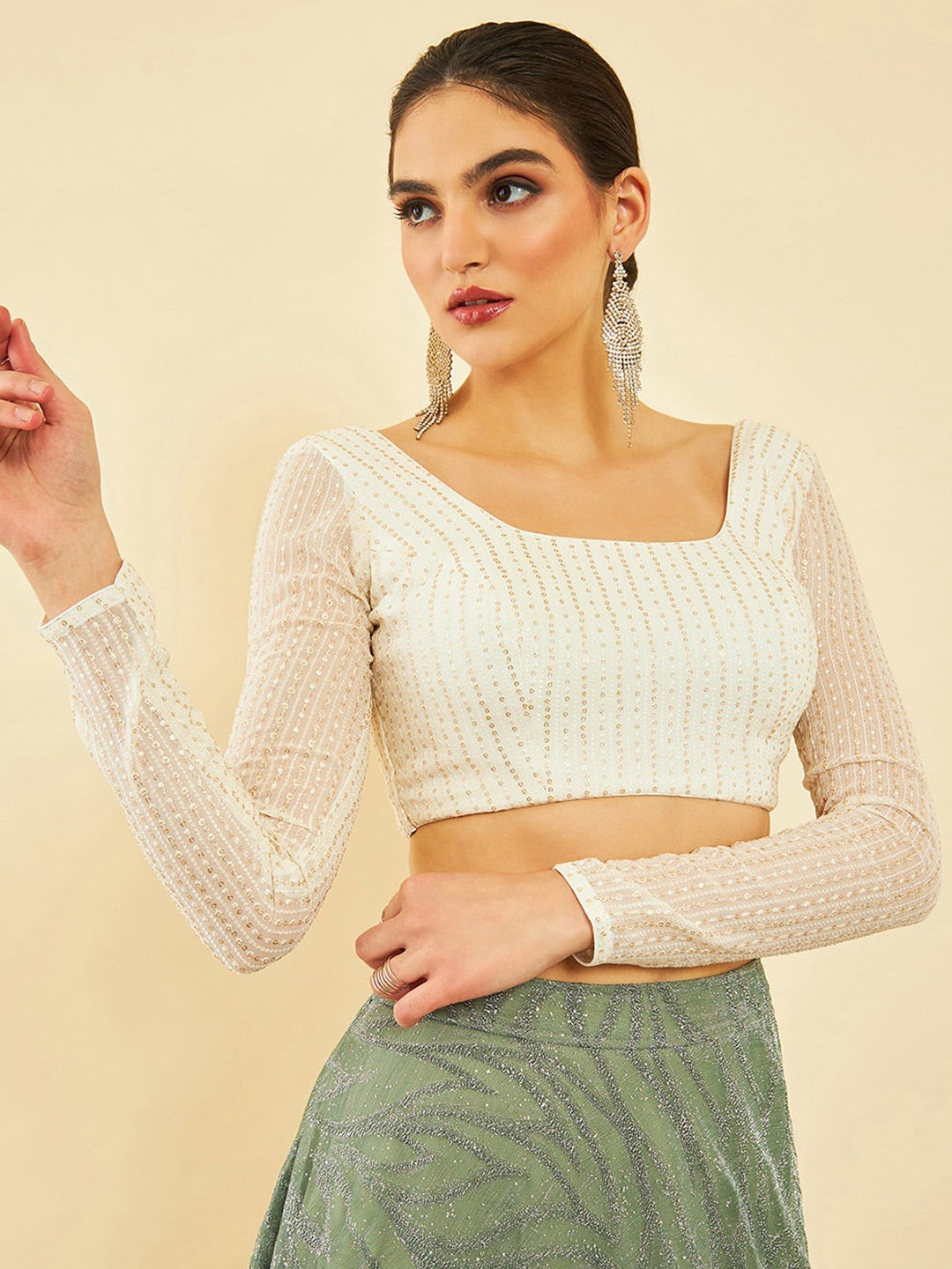 

Soch Embellished Saree Blouse, White