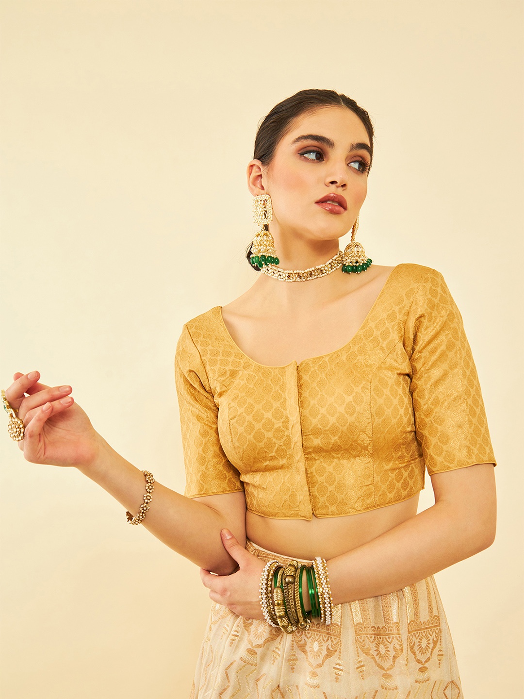 

Soch Woven Design Saree Blouse, Gold