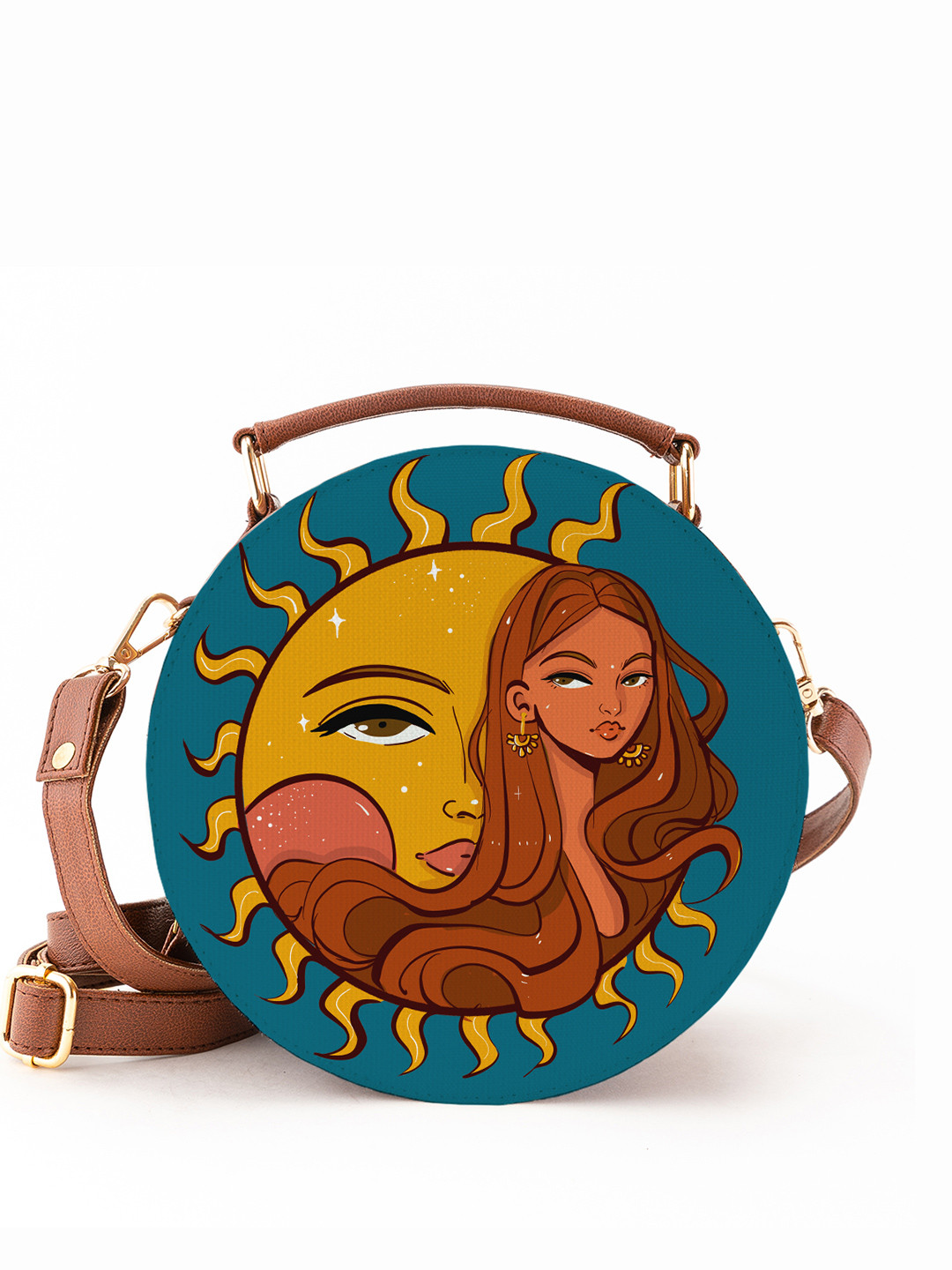 

Kalankit Graphic Printed Structured Sling Bag, Blue